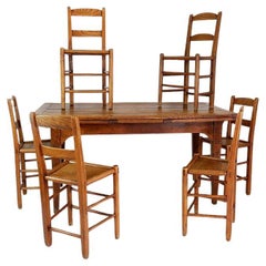 Dining room set of one extendable wooden table and set of 6 chairs