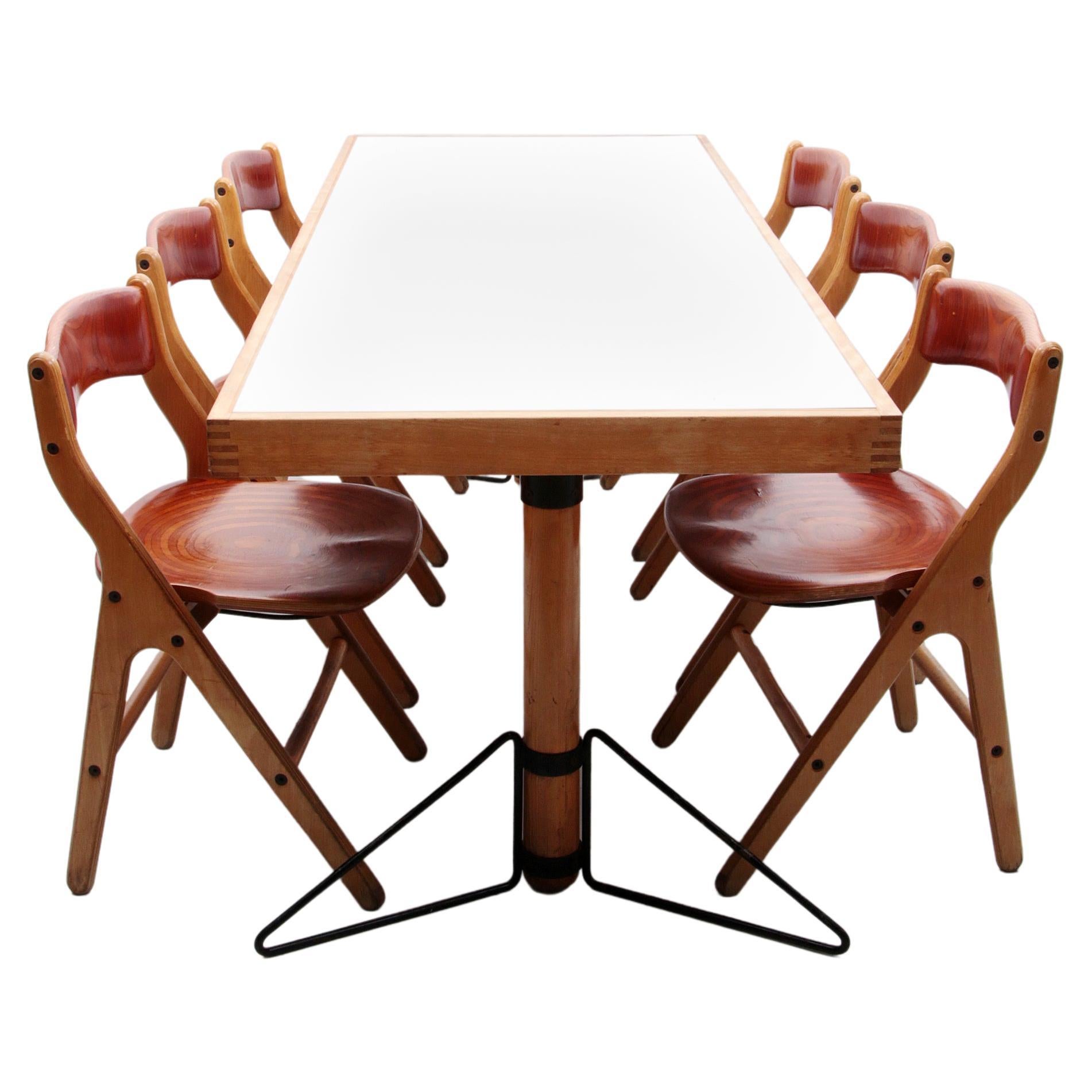Ensemble de table et 6 chaises de salle à manger par Marc Held pour IBM, ensemble de 7 pièces