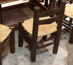 Dining Room Set Table and 8 Chairs Charles Dudouyt Oak, 1940