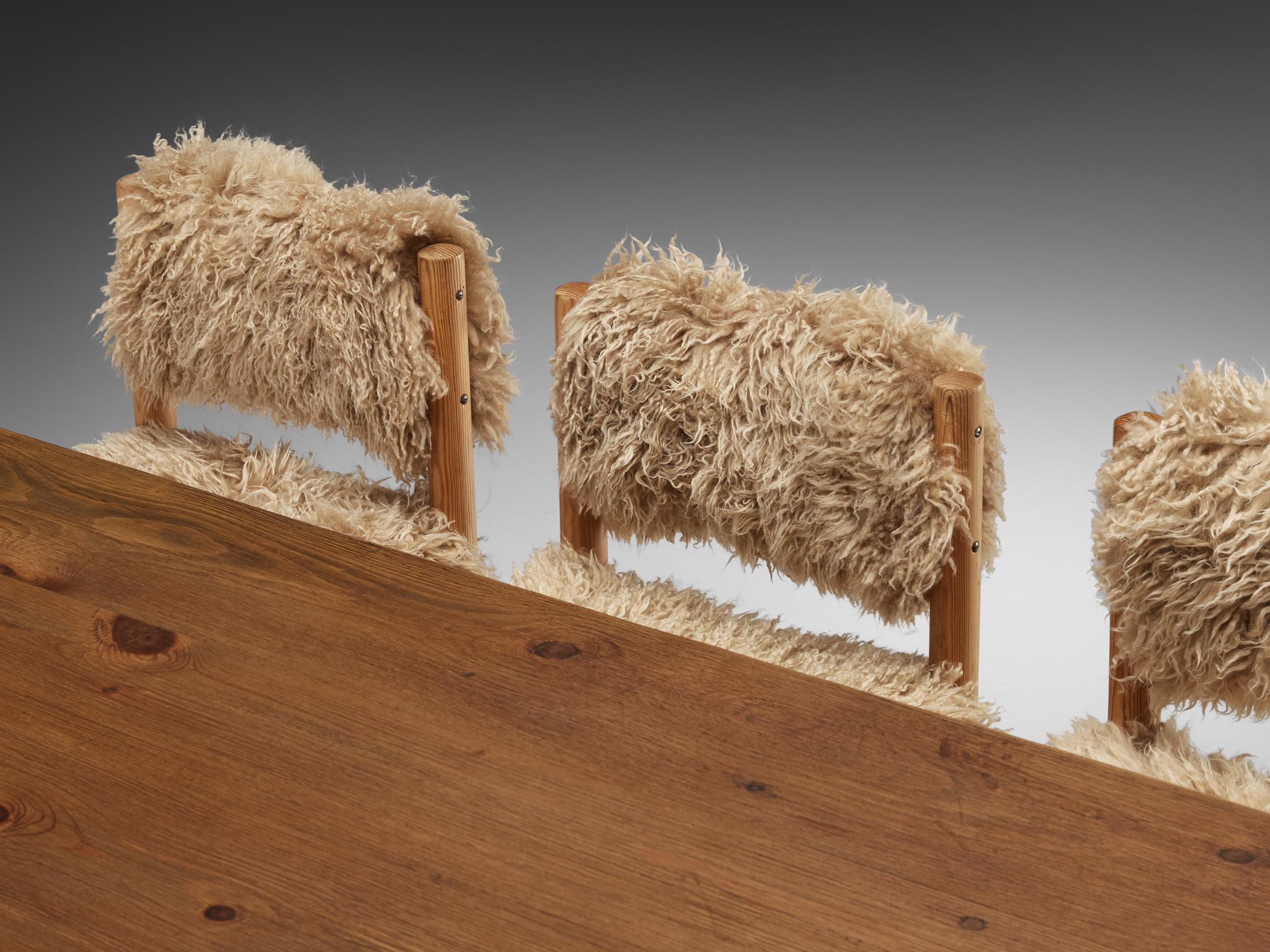 Dining Room Set with Biosca Spanish Dining Table and Chairs in Sheepskin 1