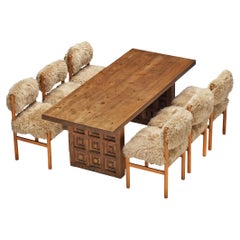 Used Dining Room Set with Biosca Spanish Dining Table and Chairs in Sheepskin 