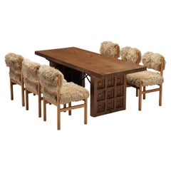 Dining Room Set with Biosca Spanish Dining Table and Chairs in Sheepskin