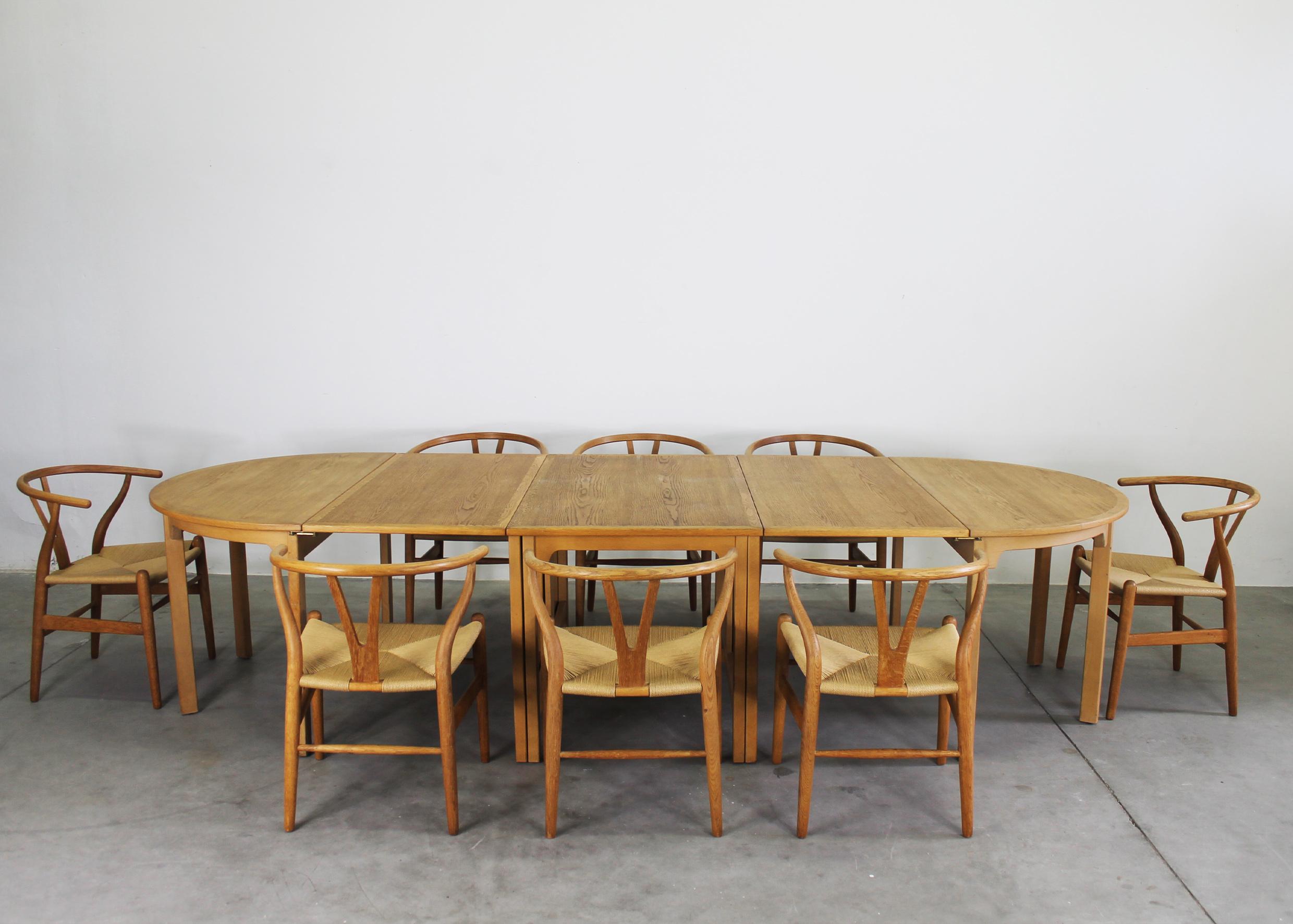 Mid-Century Modern Dining Room Set with Borge Mogensen Table and Eight CH24 Chairs by Hans J Wegner For Sale