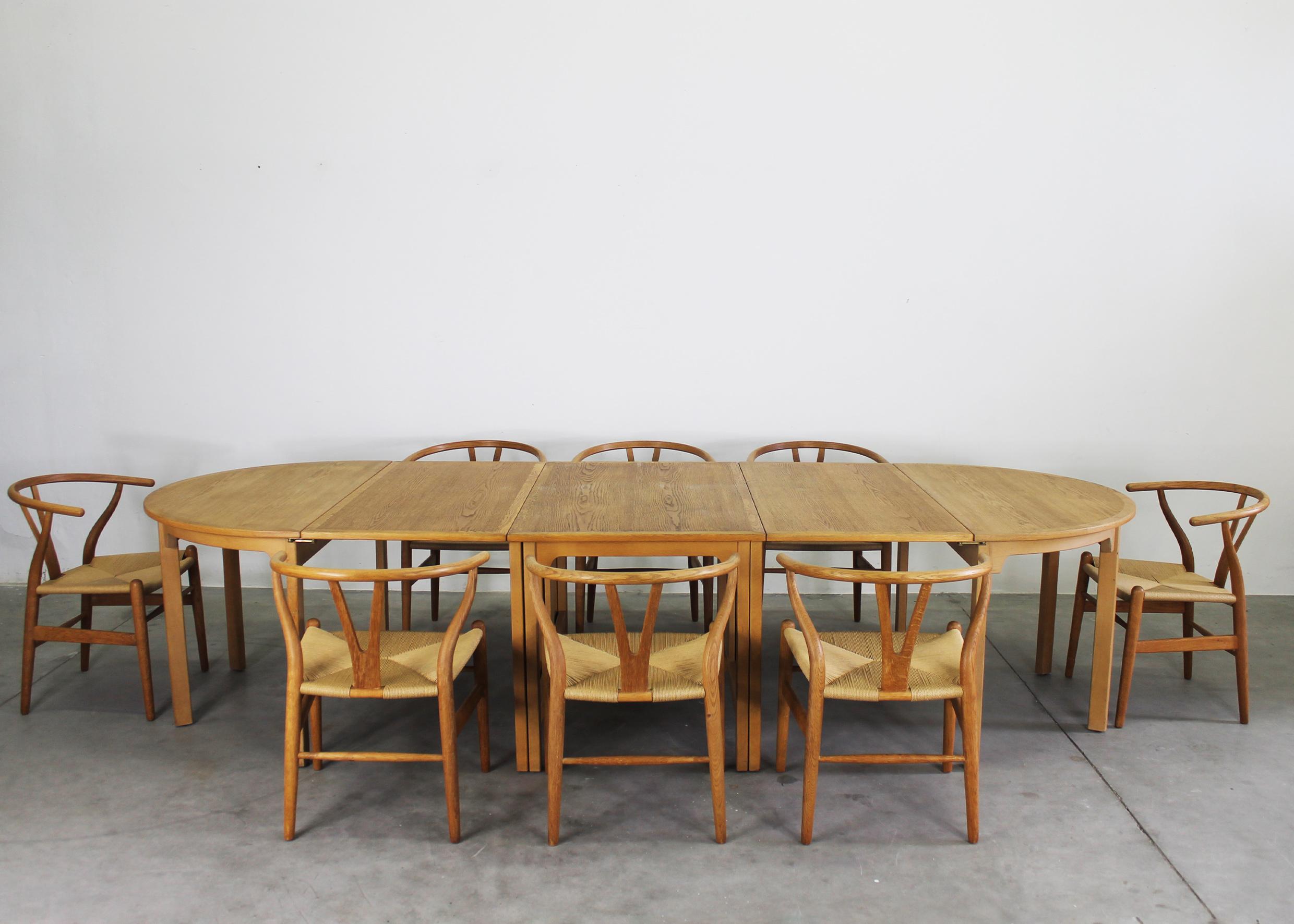 Danish Dining Room Set with Borge Mogensen Table and Eight CH24 Chairs by Hans J Wegner For Sale