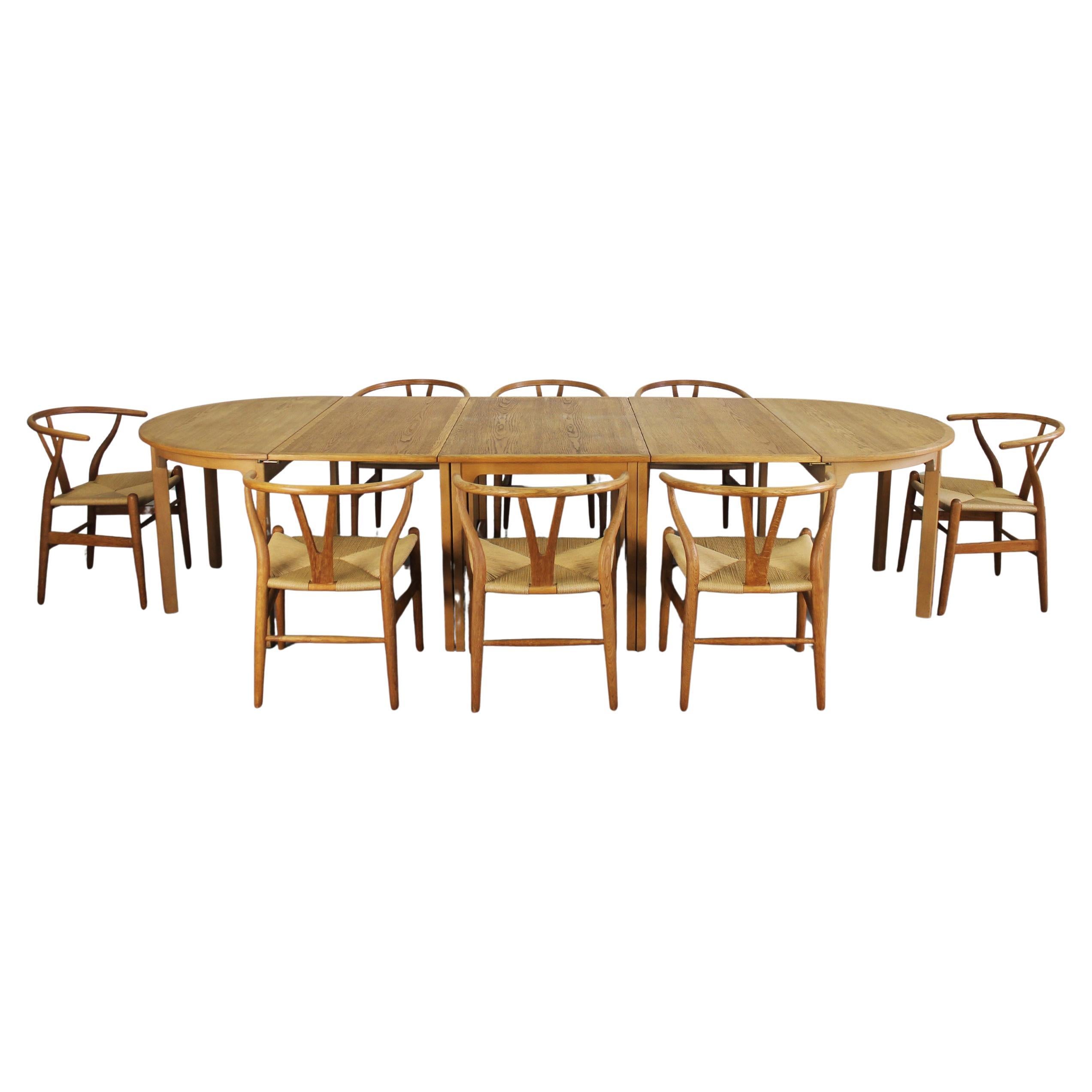 Dining Room Set with Borge Mogensen Table and Eight CH24 Chairs by Hans J Wegner
