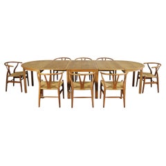 Dining Room Set with Borge Mogensen Table and Eight CH24 Chairs by Hans J Wegner