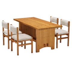 Esszimmer-Set mit Jacob Kielland-Brandt-Tisch und Stühlen aus Schafsleder 