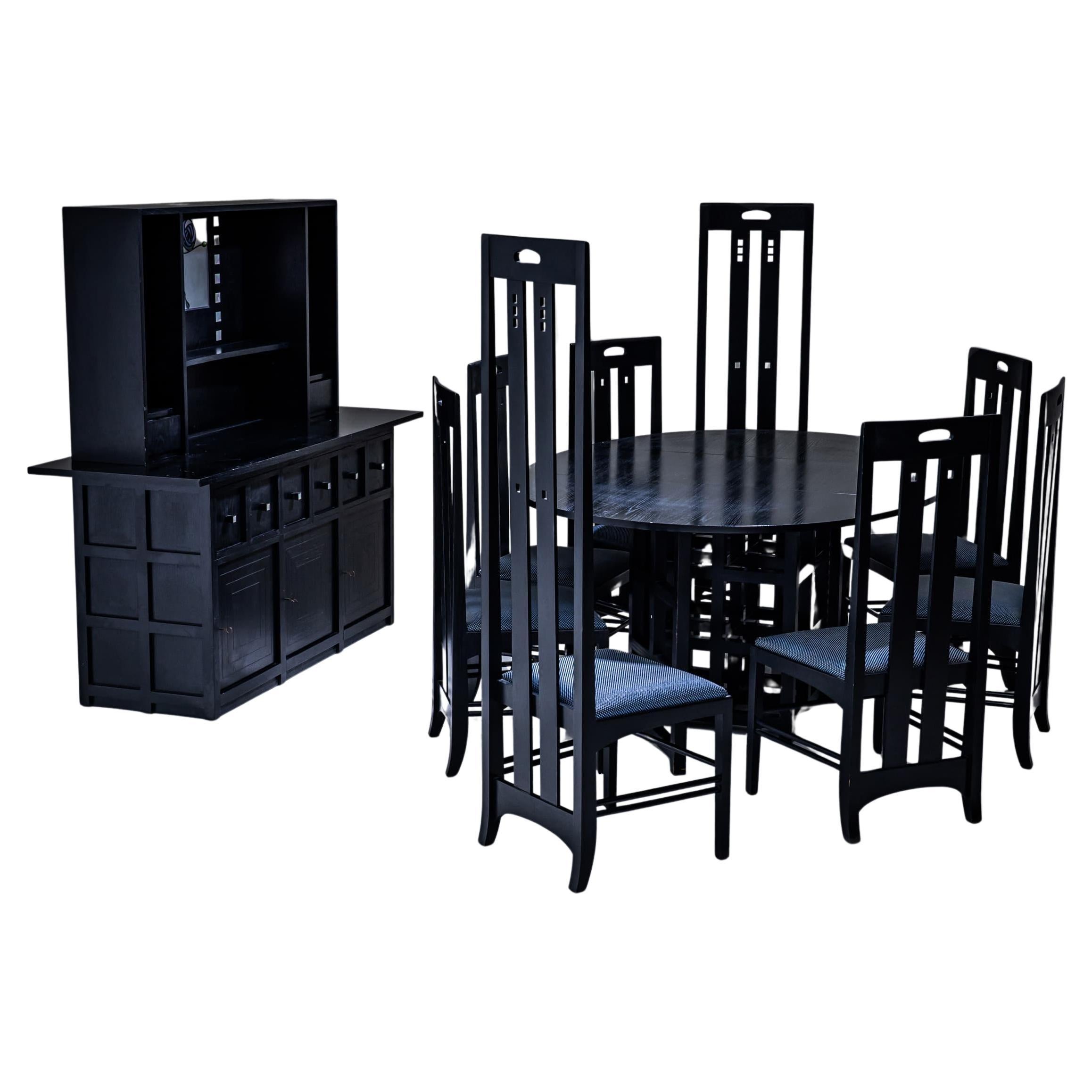 Suite de comedor, modelo Ingram, de C. R. Mackintosh, Cassina, Italia, años 70/80