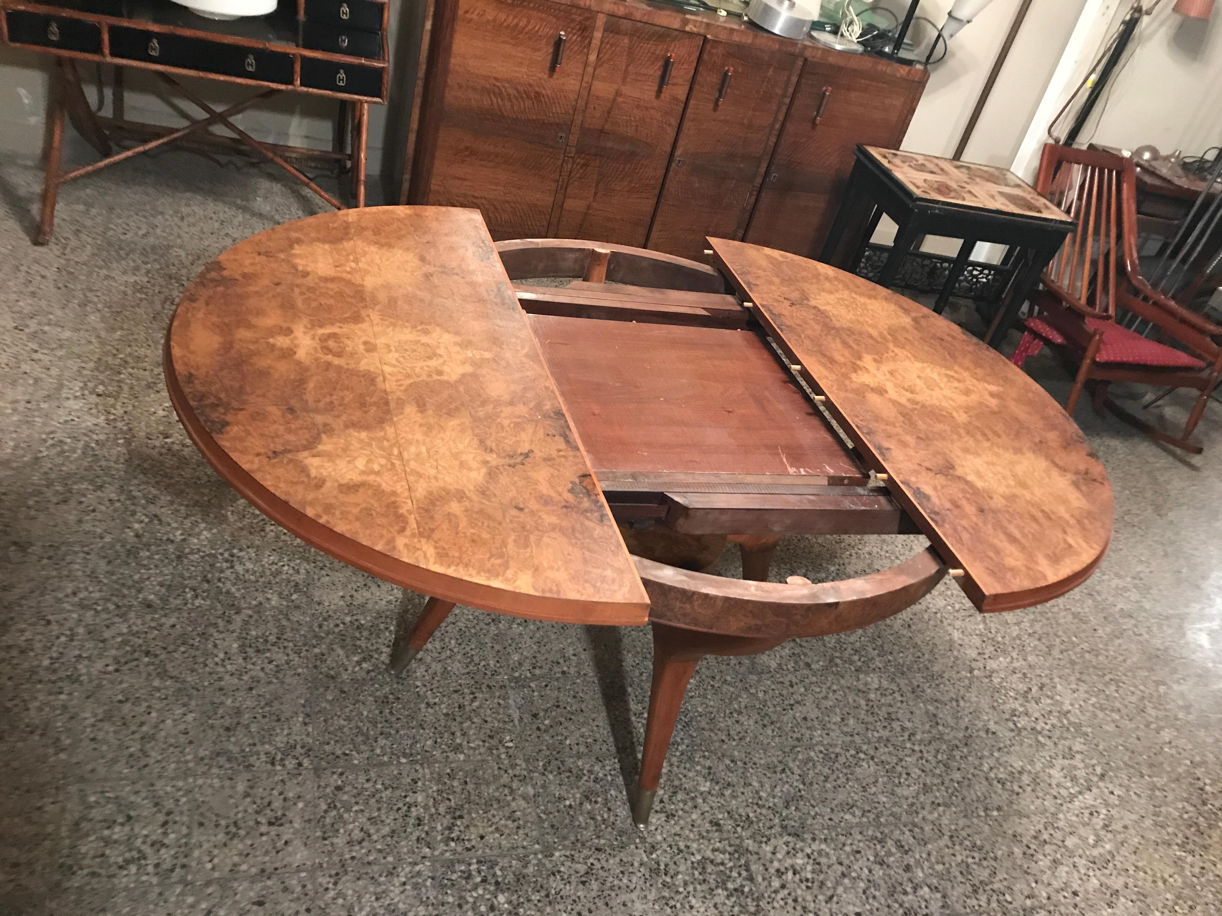 Table de salle à manger 1960°, '4/6 personnes', France, Matériau, bois, ferrures en bronze en vente 5