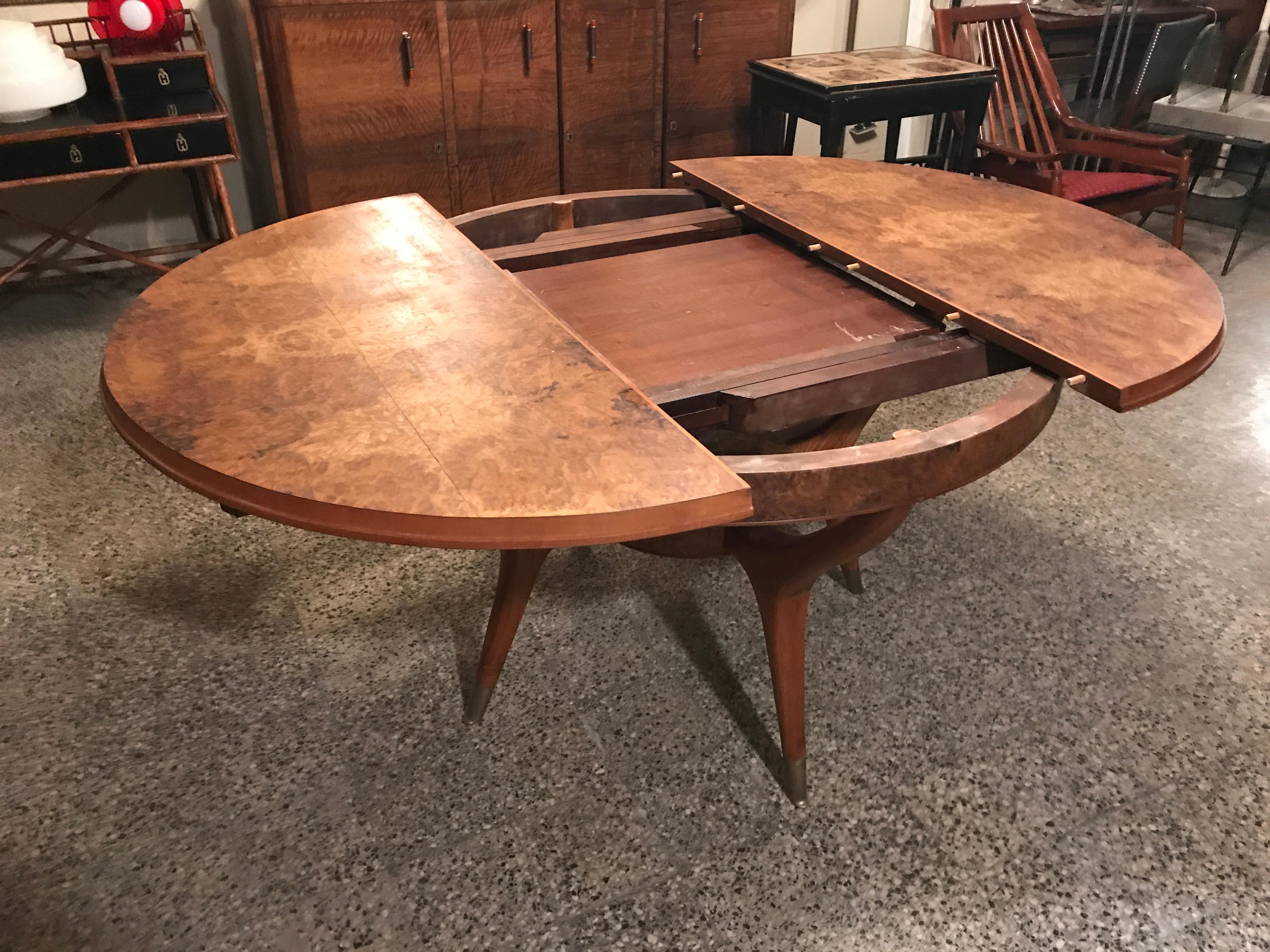 Dining Room Table 1960°, '4/6 People', France, Material, Wood, Bronze Ferrules For Sale 7