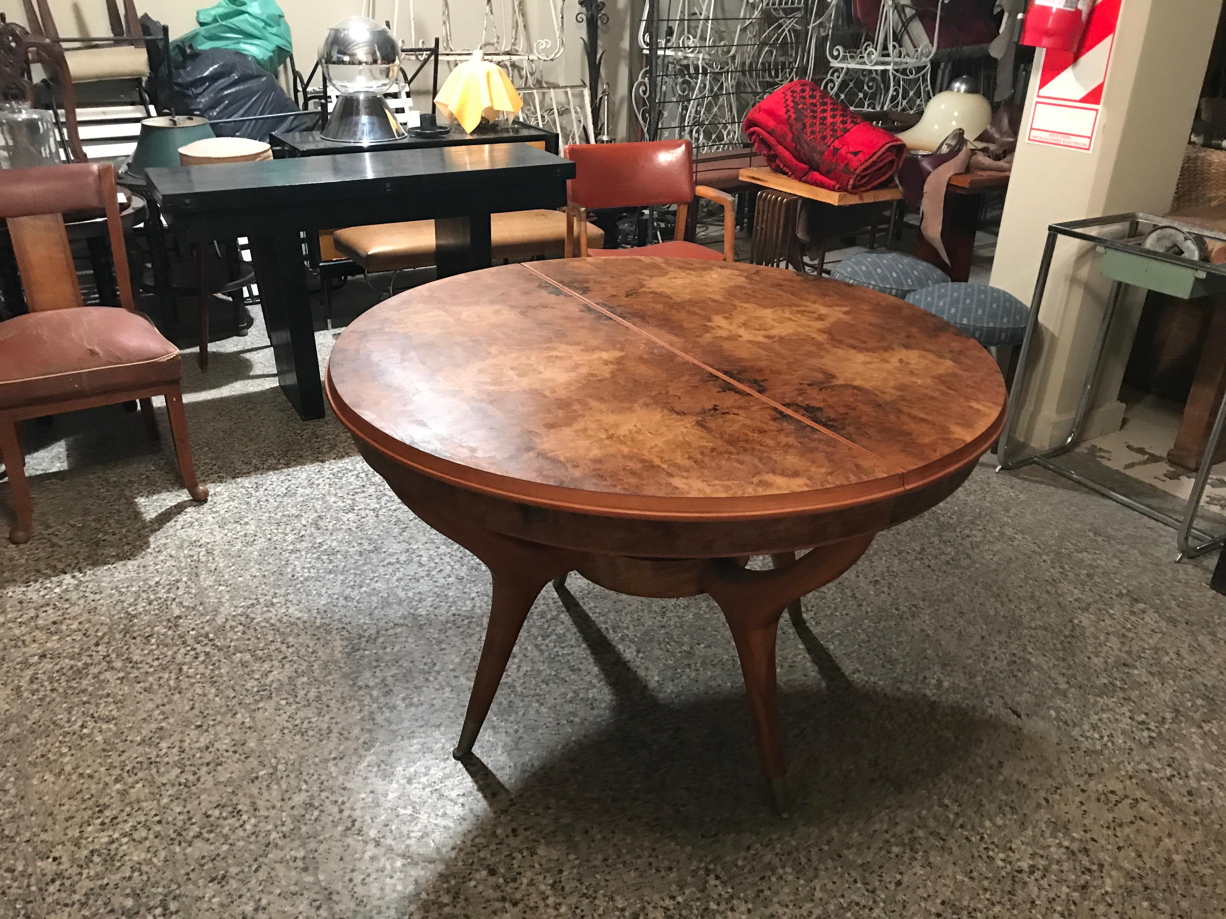 Dining Room Table 1960°, '4/6 People', France, Material, Wood, Bronze Ferrules For Sale 9