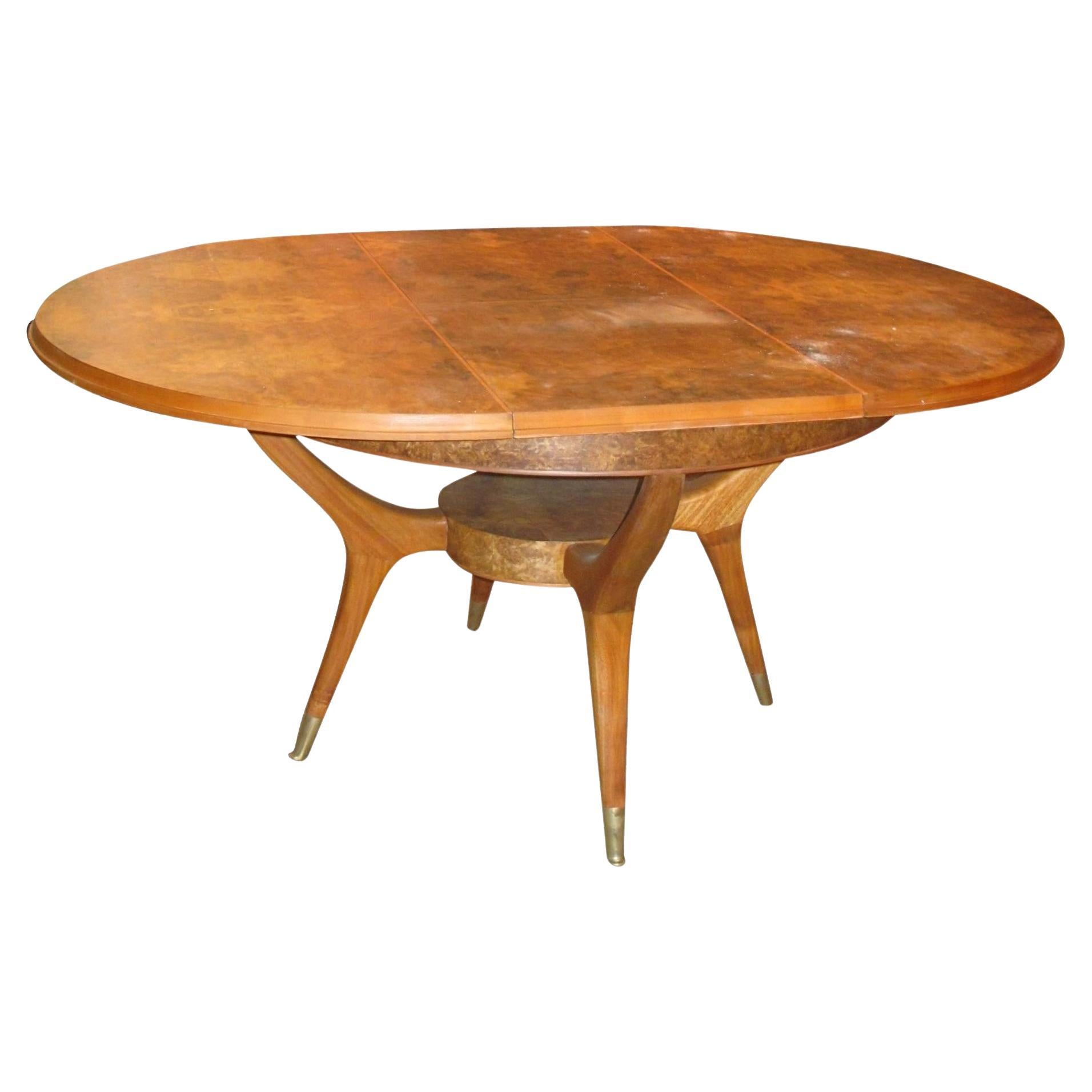 Dining Room Table 1960°, '4/6 People', France, Material, Wood, Bronze Ferrules For Sale