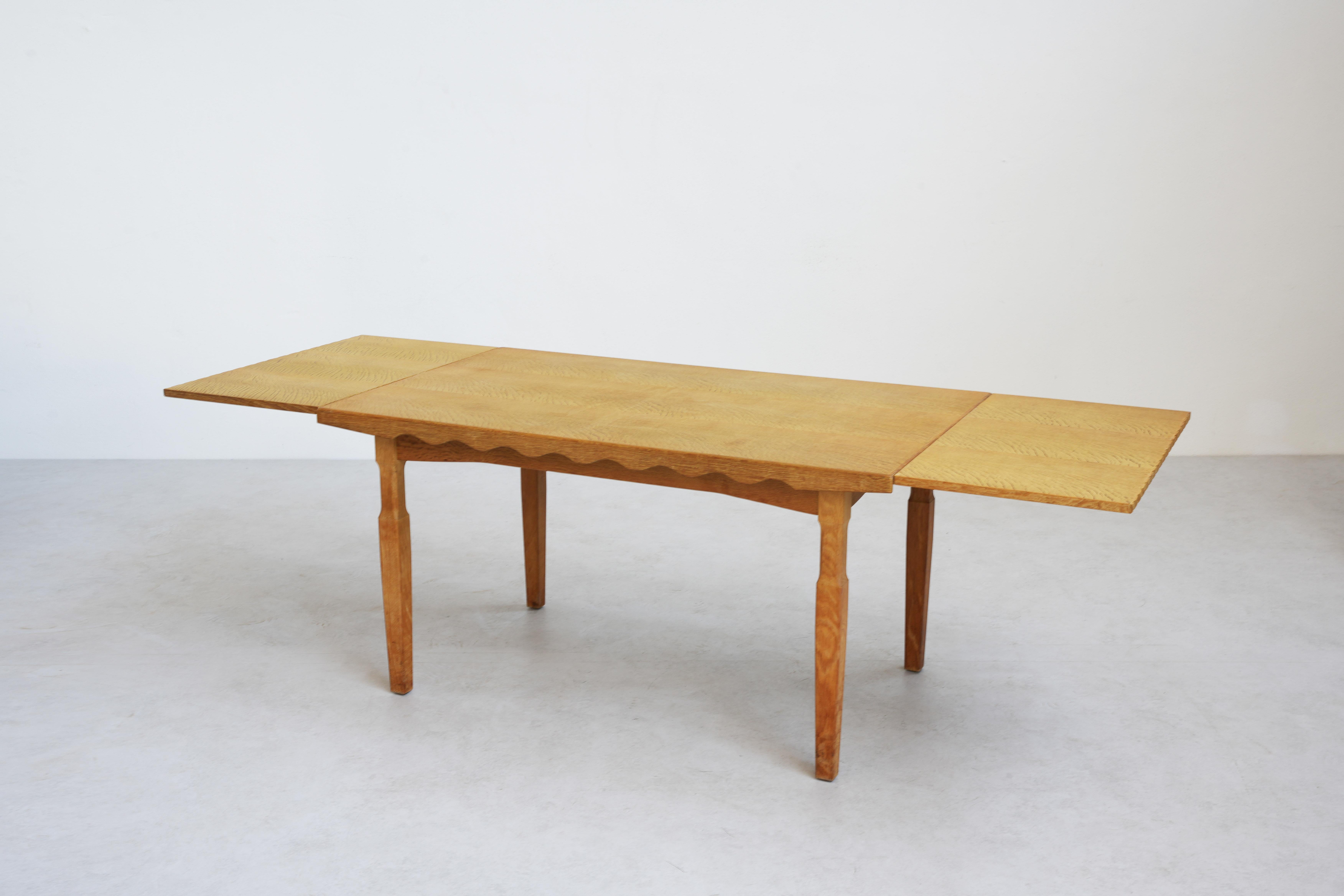 Dining room table by Henning Kjaernulf for EG Kvaliteetsmøbler, Oak 1960 Denmark 5