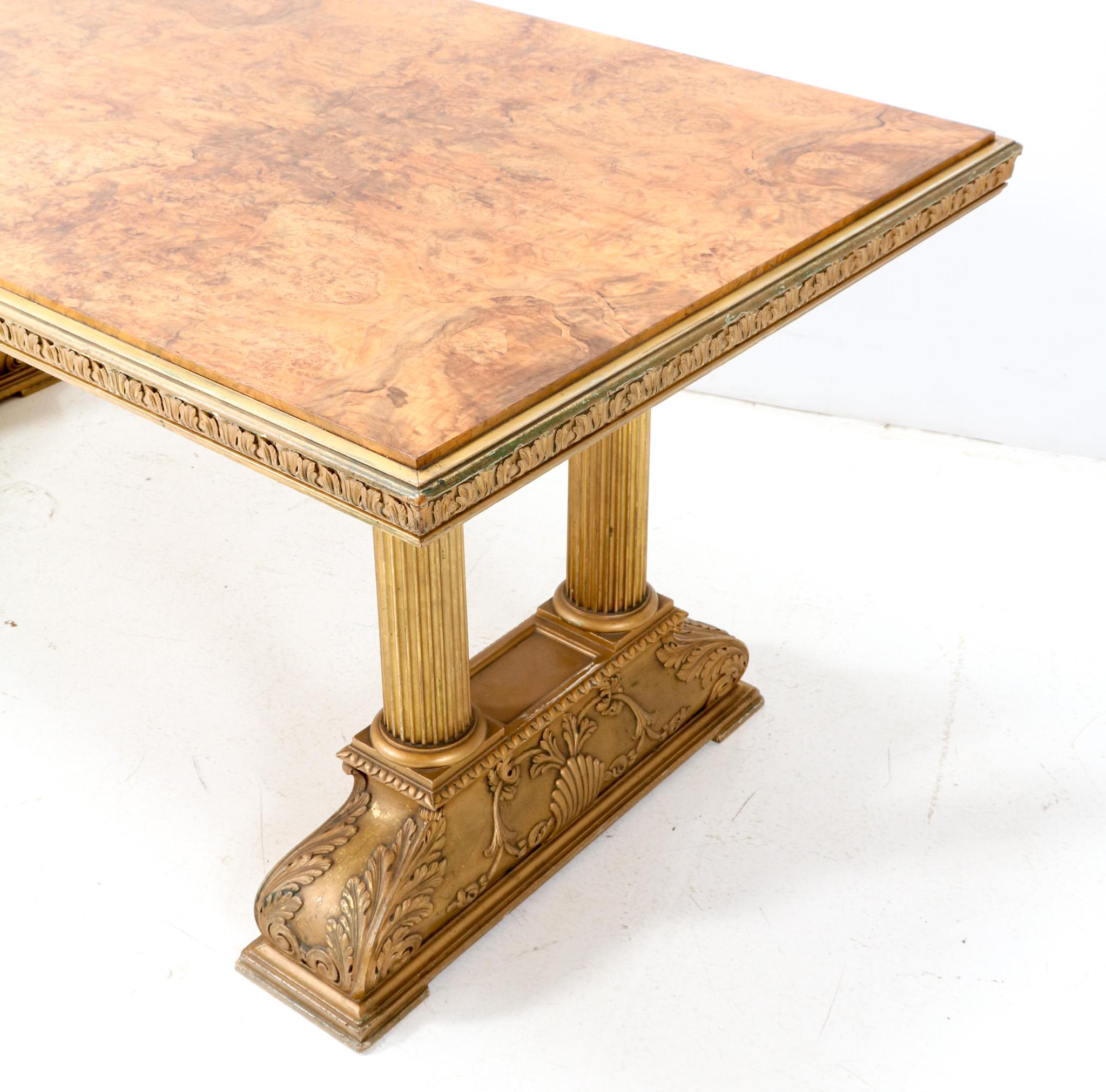 Swedish Dining Room Table Caesar by Axel Einar Hjorth with Original Extensions, 1920s For Sale