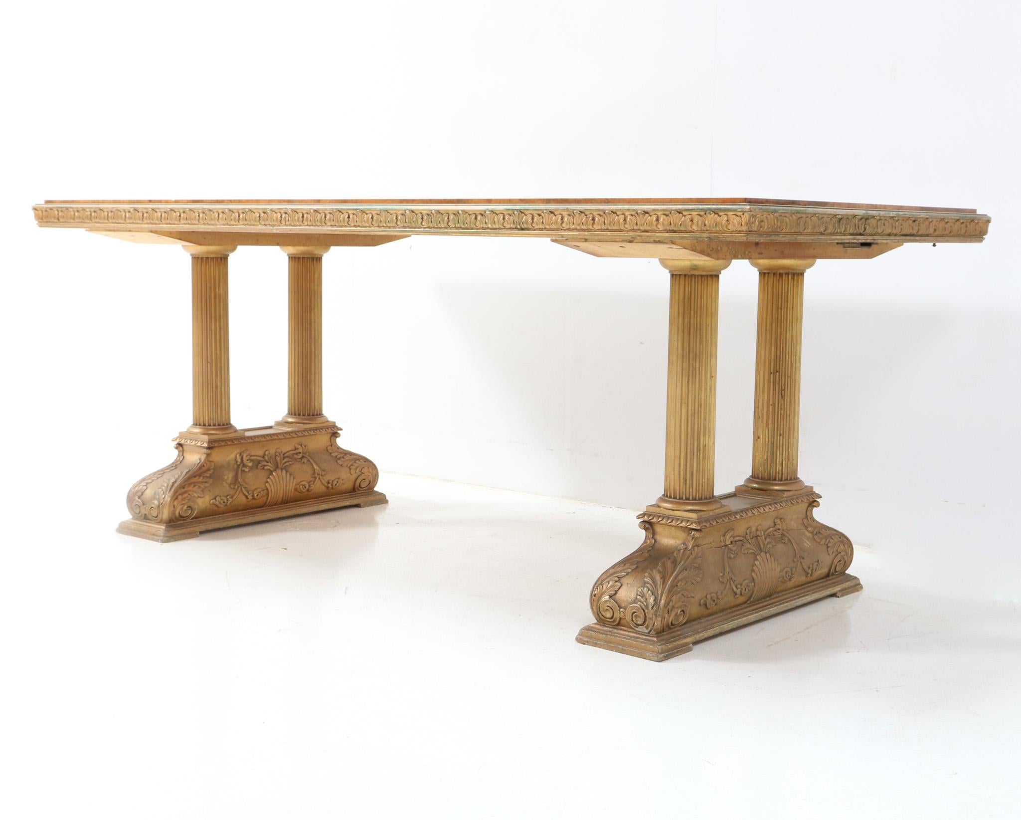 Gilt Dining Room Table Caesar by Axel Einar Hjorth with Original Extensions, 1920s For Sale