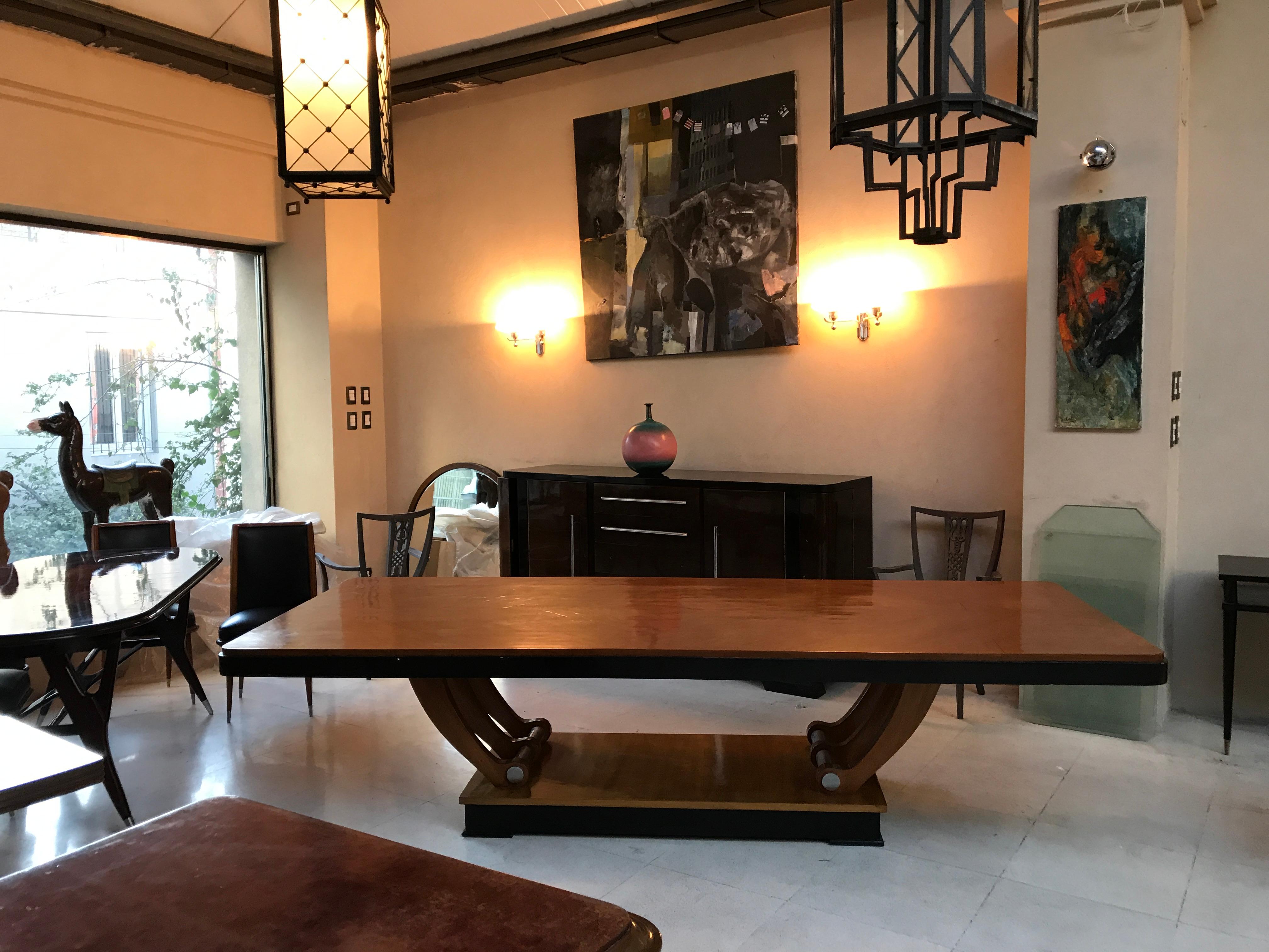 French Dining Room Table, Style, Art Deco, 1920 '12 People', Material, Wood For Sale