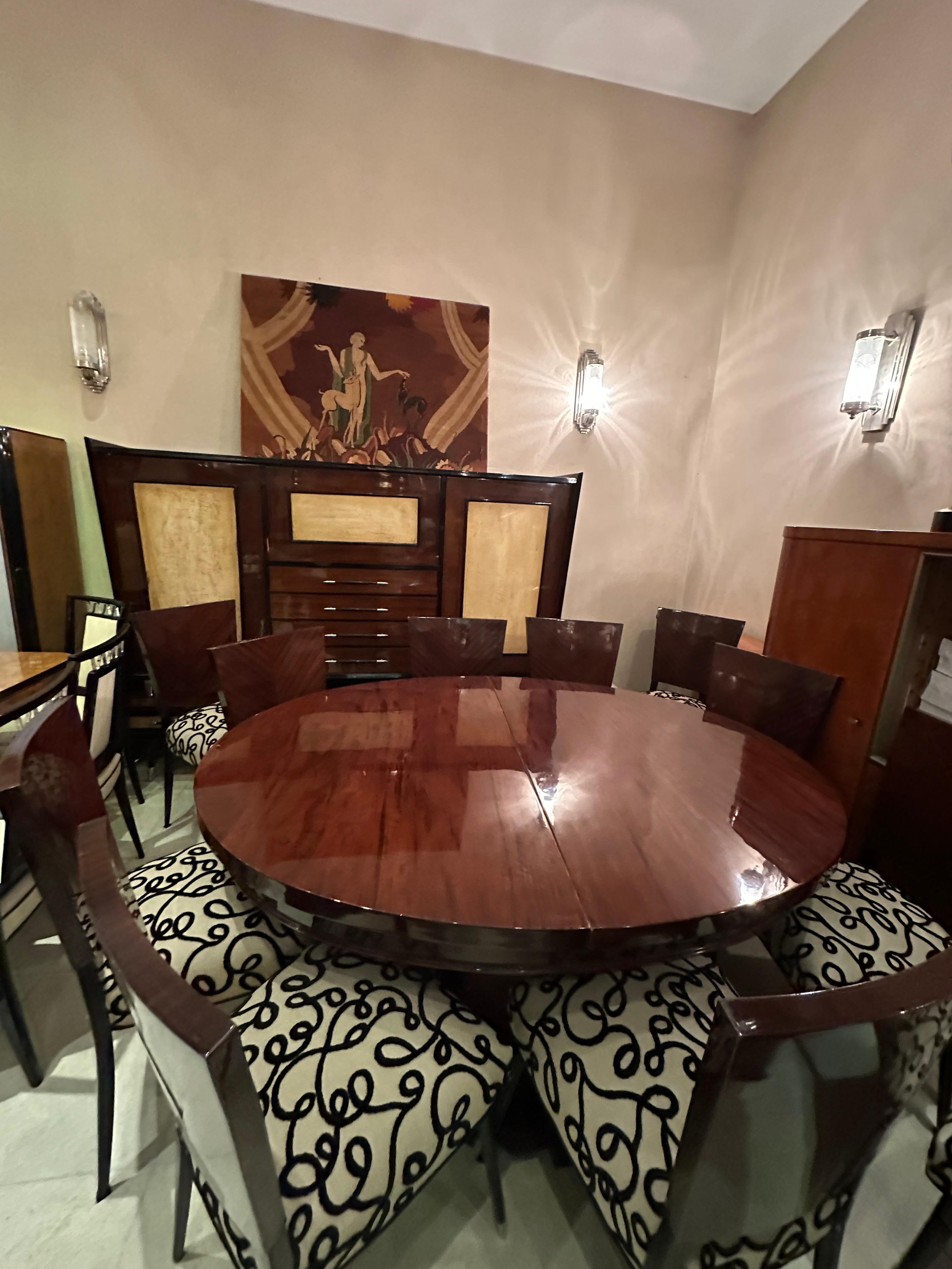Table de salle à manger, style : Art déco, France 1920, « 8 personnes », matériau : bois en vente 6
