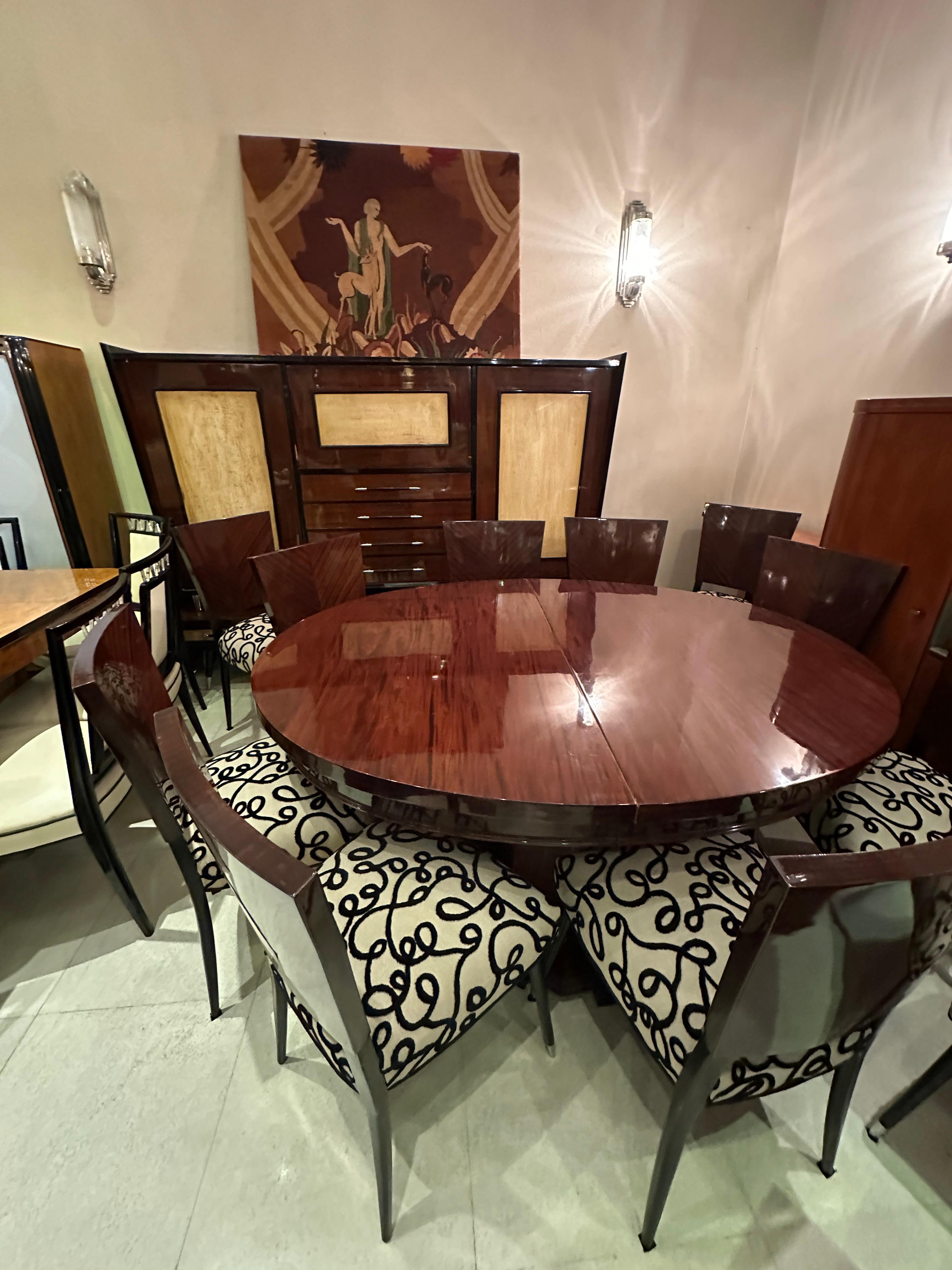 Table de salle à manger, style : Art déco, France 1920, « 8 personnes », matériau : bois en vente 7