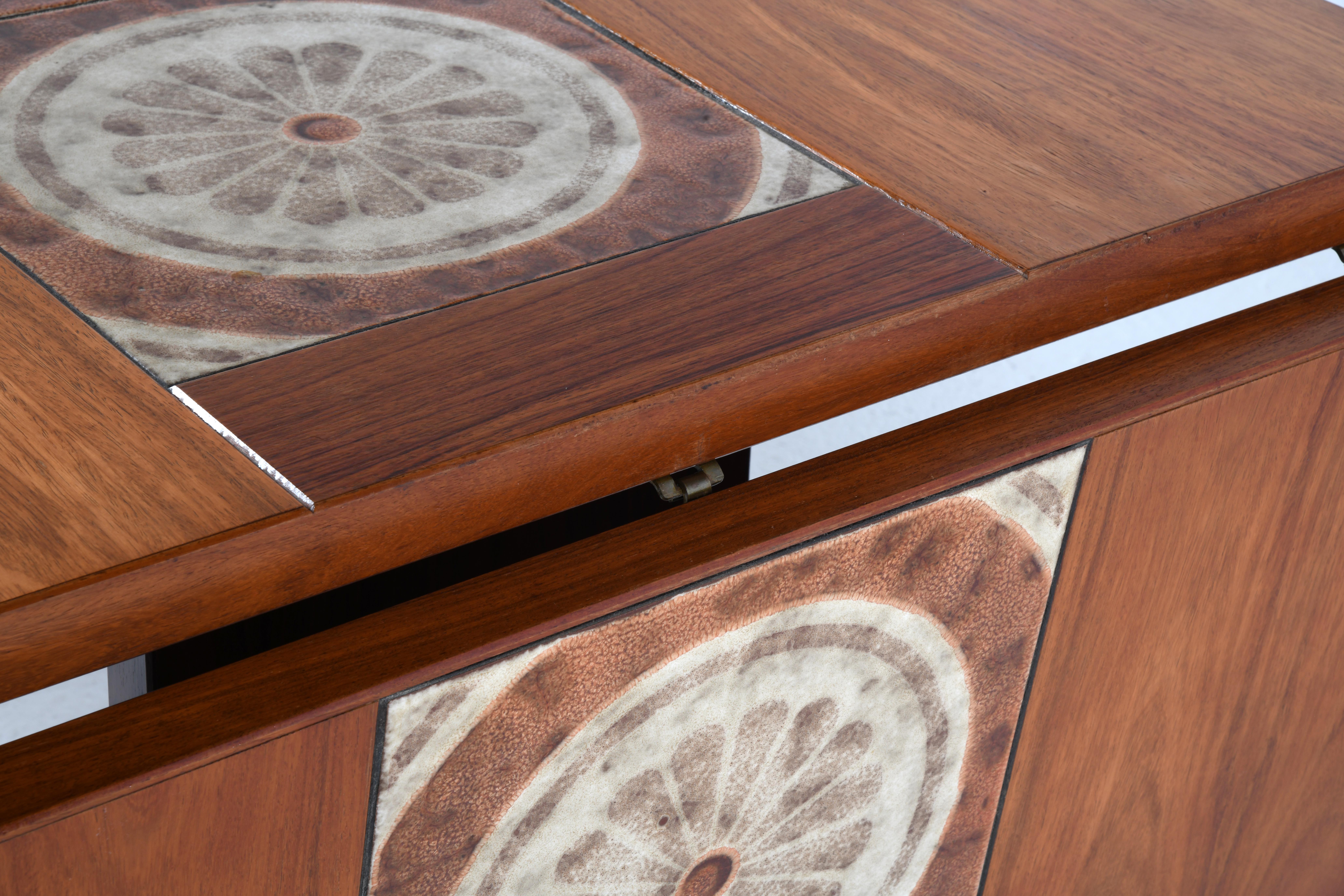 Dining room table with ceramics edited by Gangso Møbler Denmark in the 60's 5