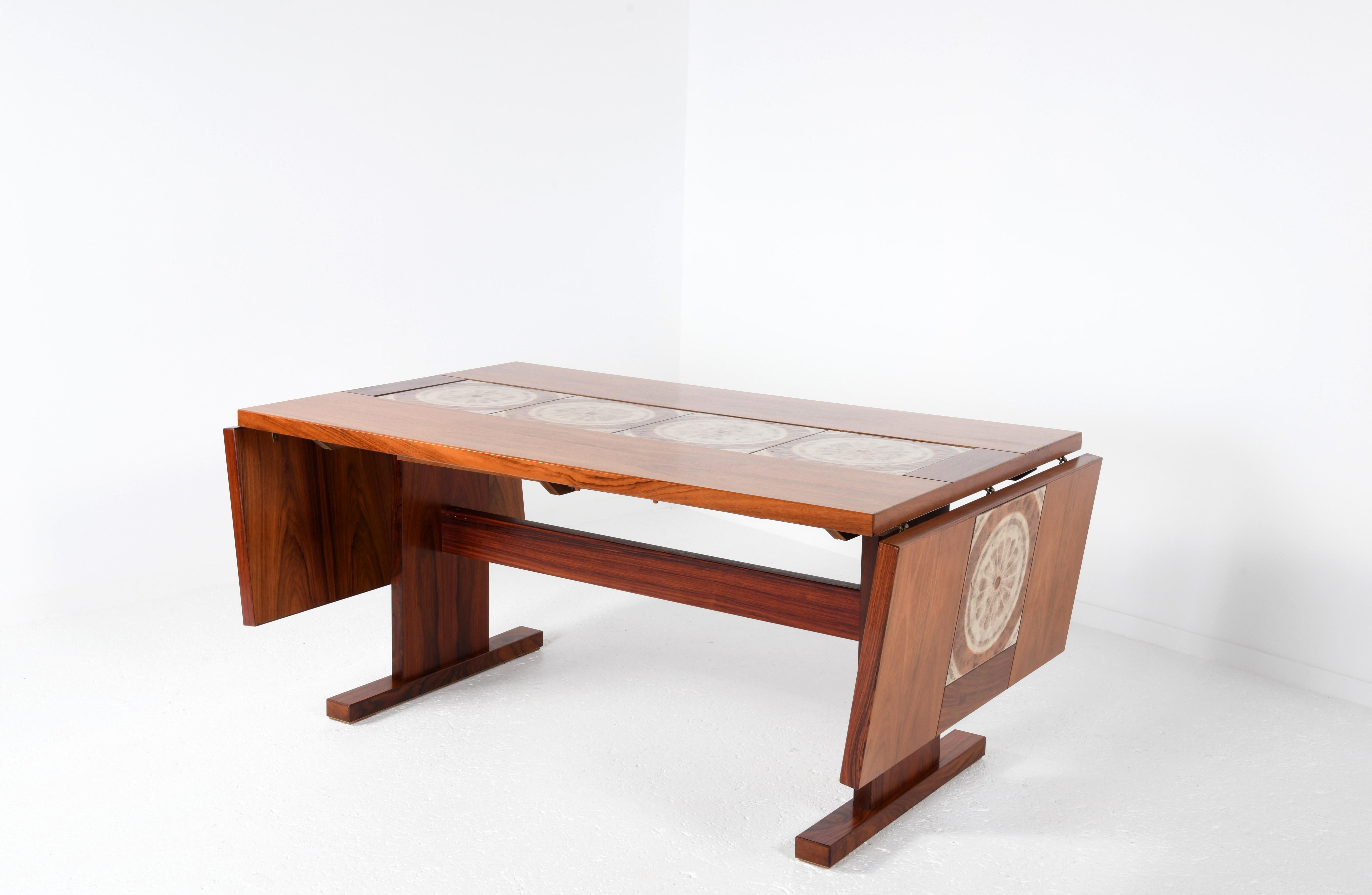 Scandinavian Modern Dining room table with ceramics edited by Gangso Møbler Denmark in the 60's