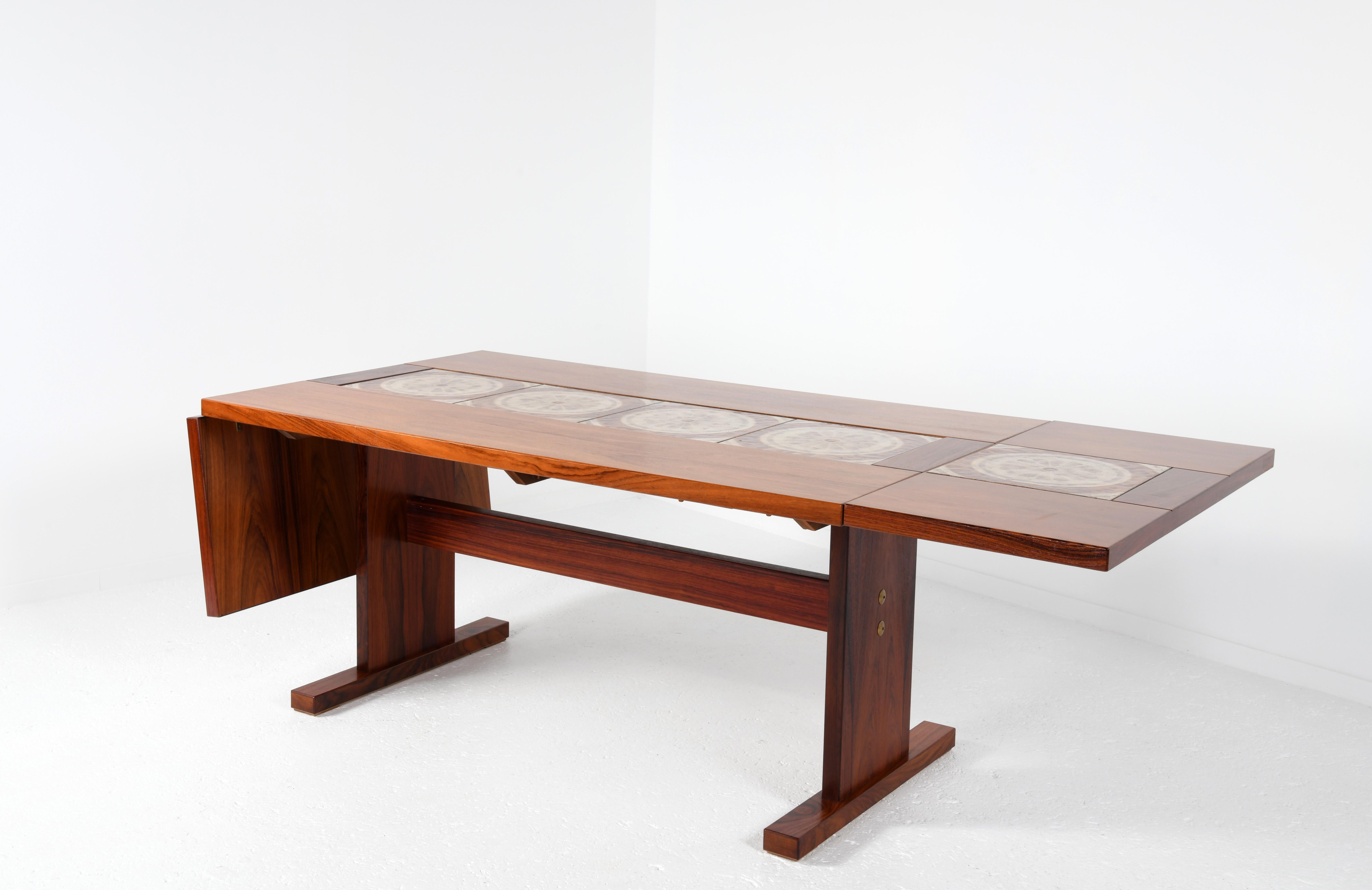 Danish Dining room table with ceramics edited by Gangso Møbler Denmark in the 60's