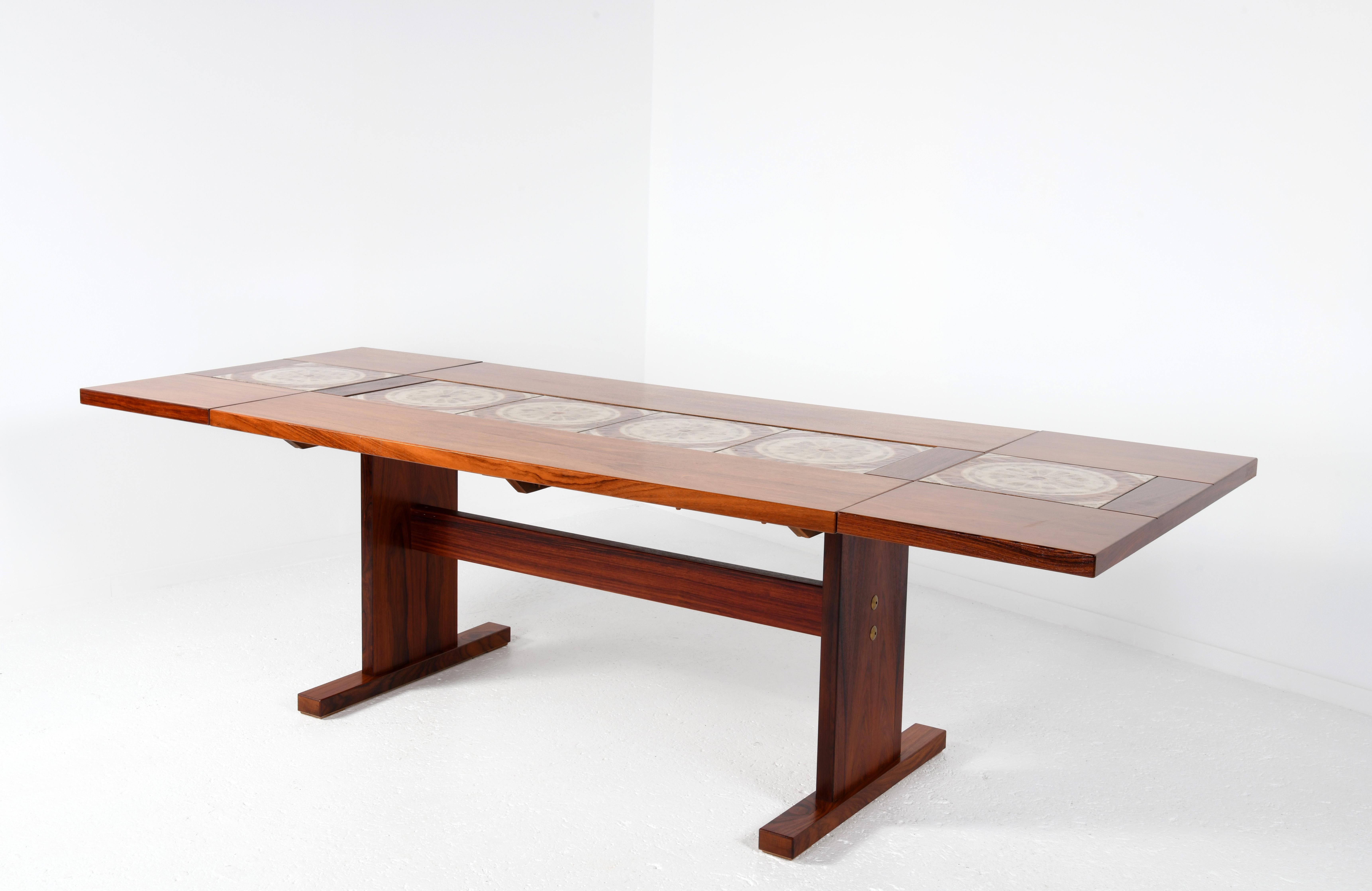 Dining room table with ceramics edited by Gangso Møbler Denmark in the 60's In Good Condition In SAINT-YRIEIX-SUR-CHARENTE, FR