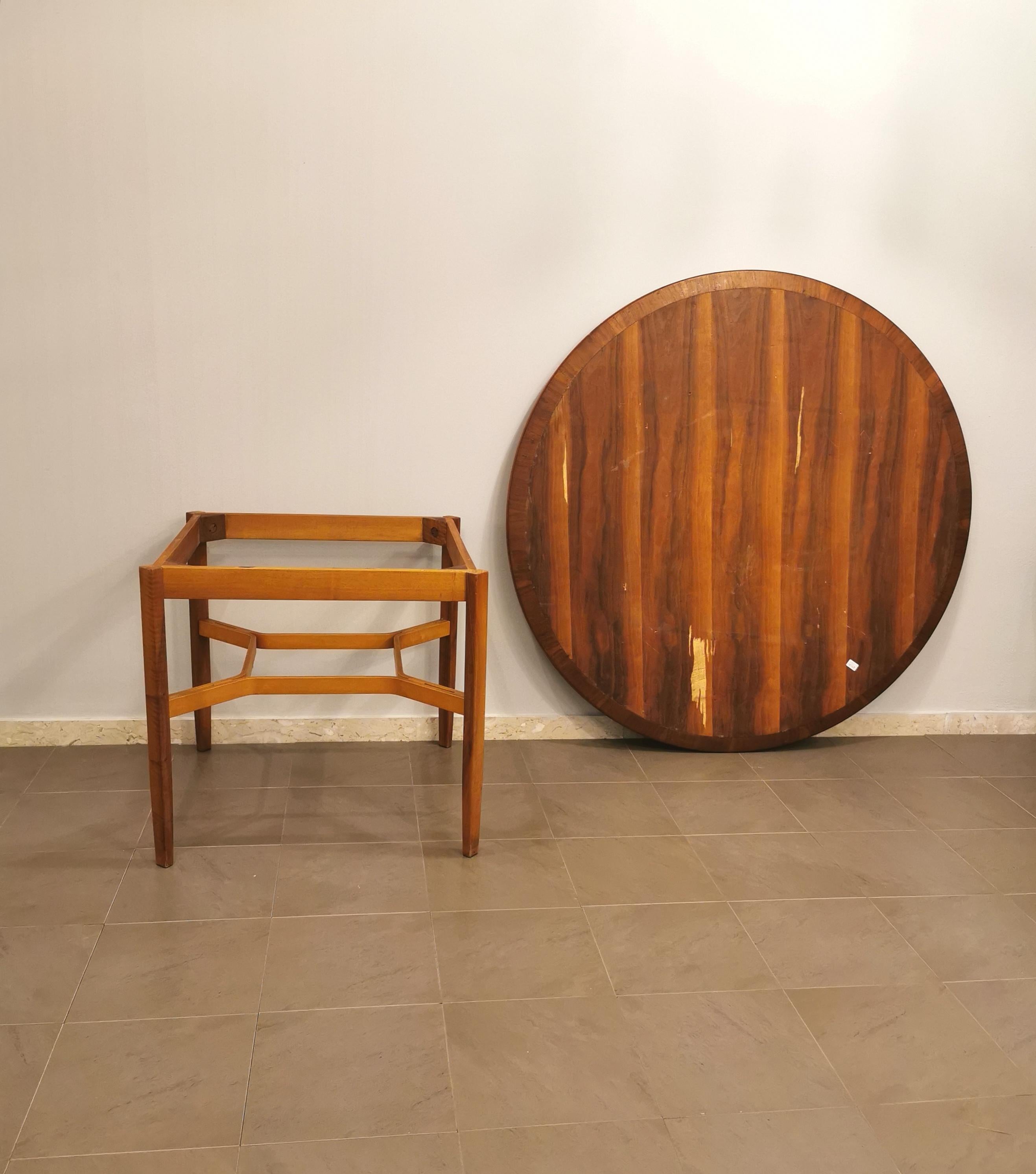 Dining Room Table Wood Round Mid Century Italian Design 1960s 7