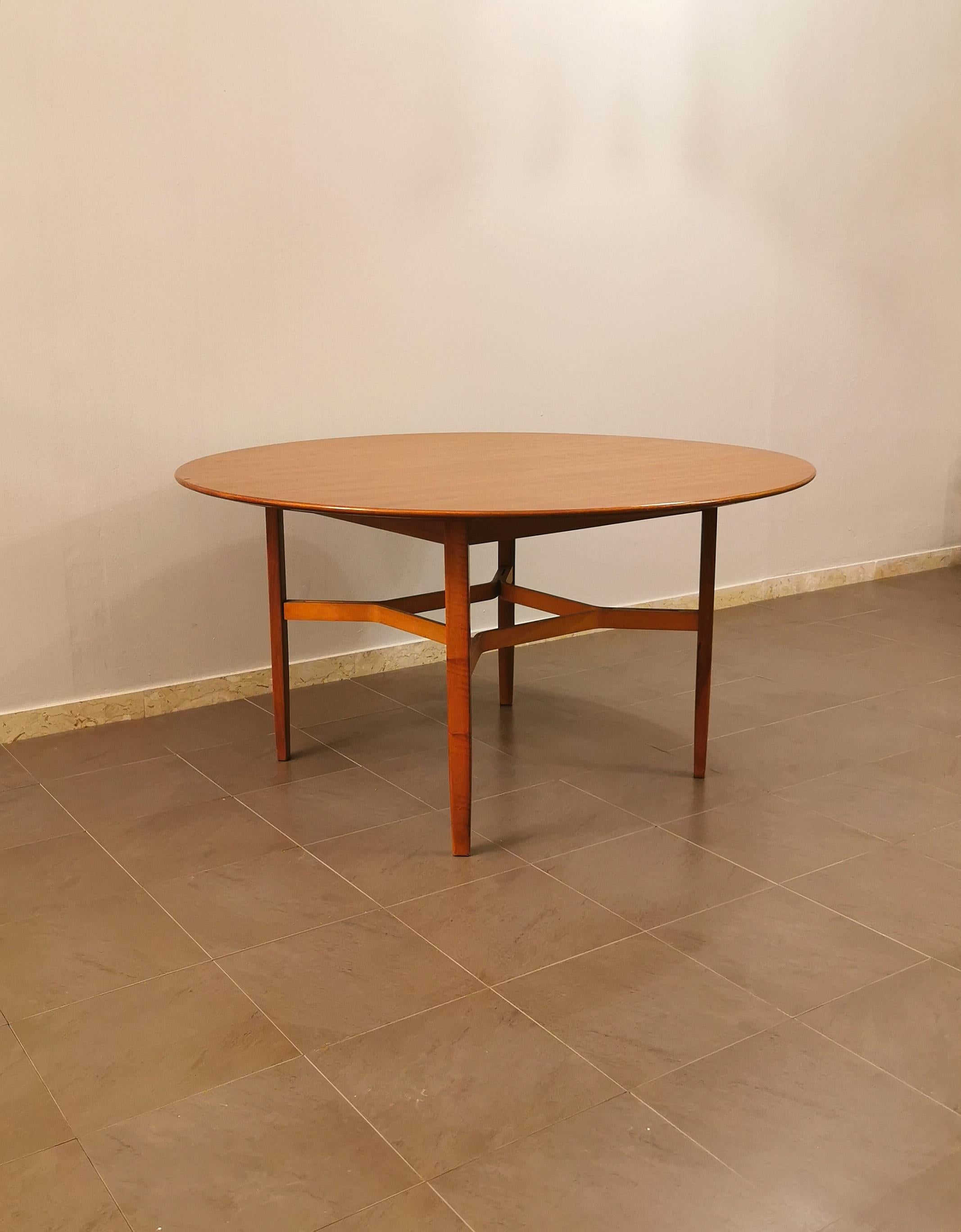20th Century Dining Room Table Wood Round Mid Century Italian Design 1960s