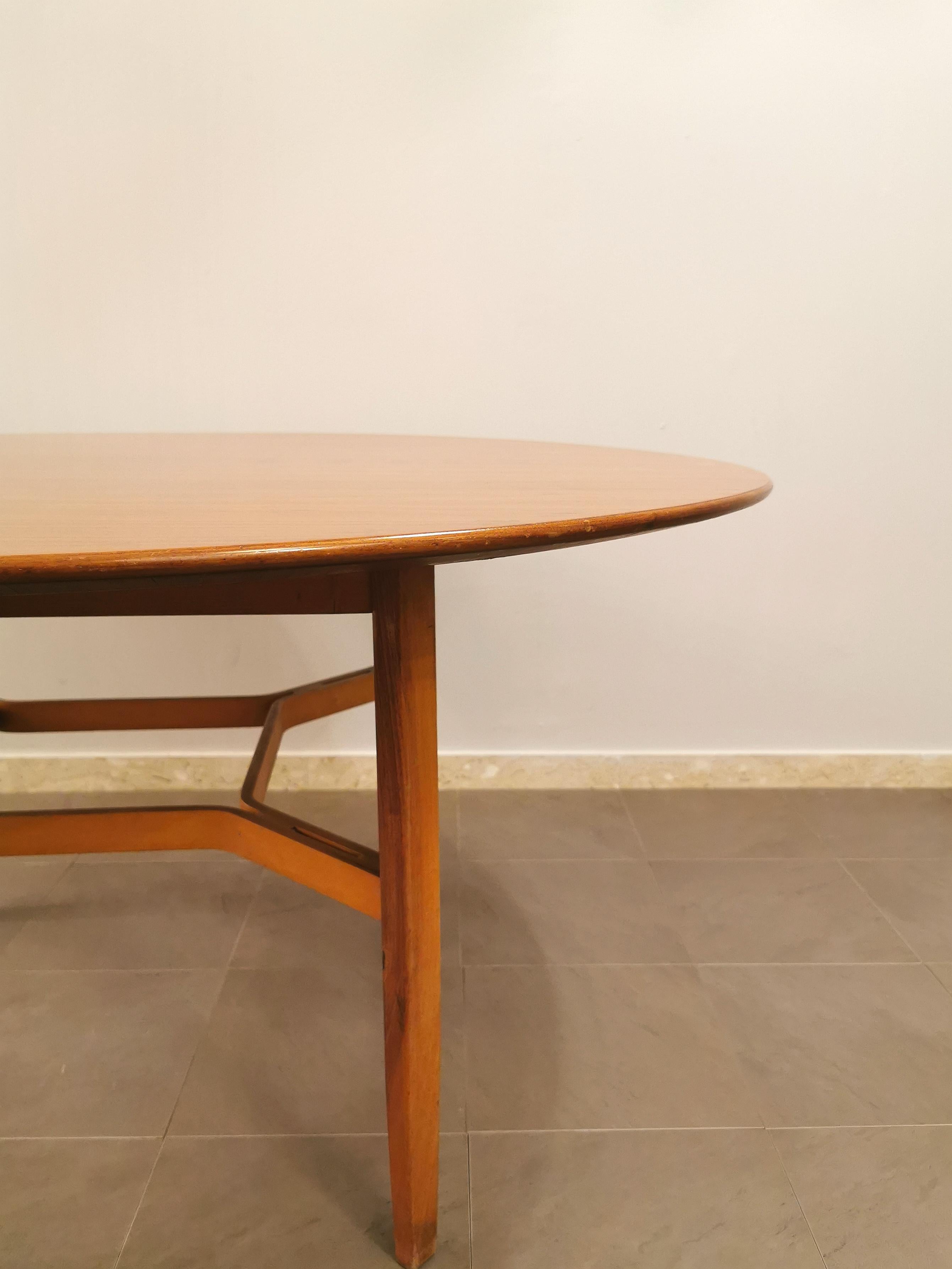 Dining Room Table Wood Round Mid Century Italian Design 1960s 2