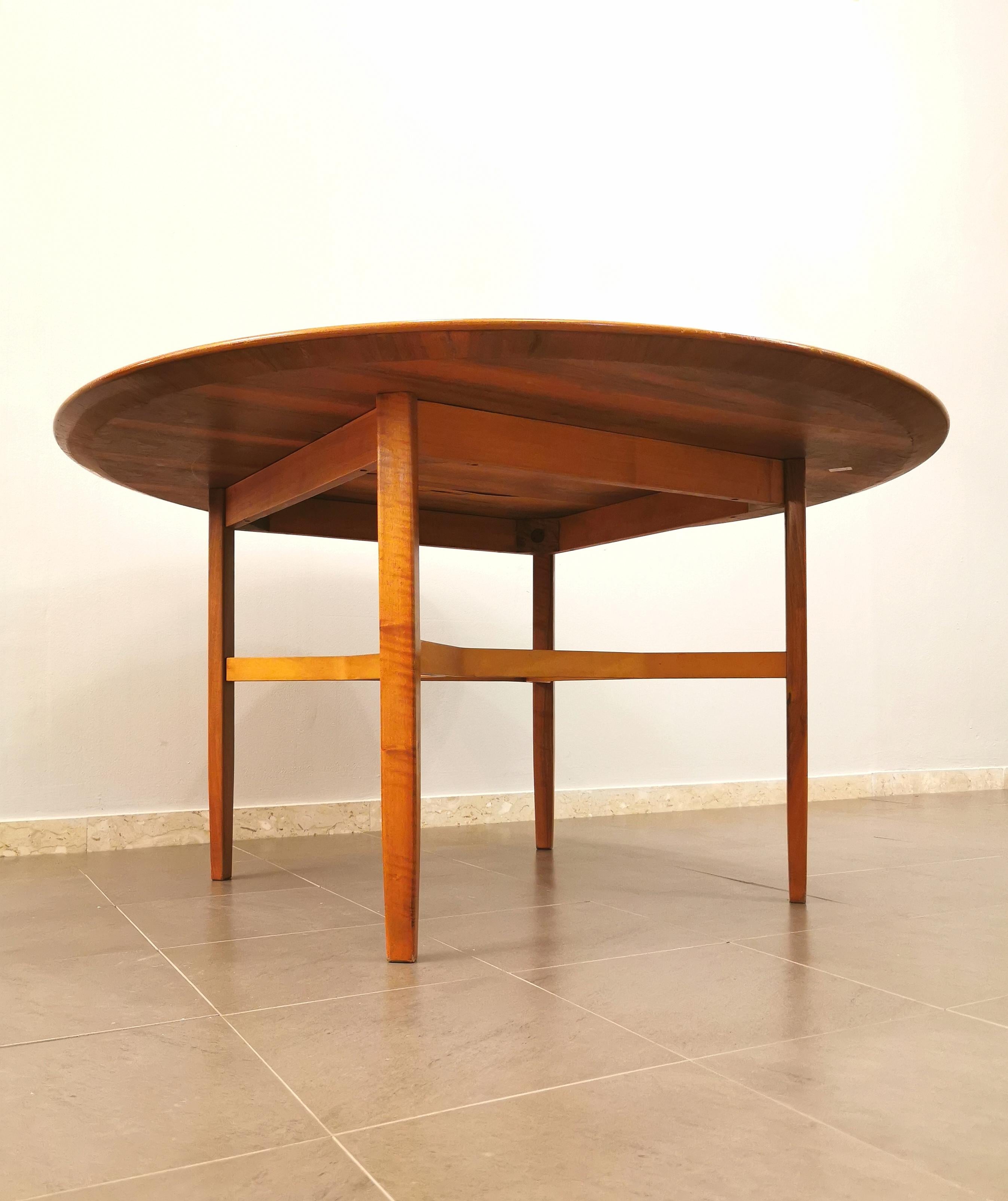 Dining Room Table Wood Round Mid Century Italian Design 1960s 3