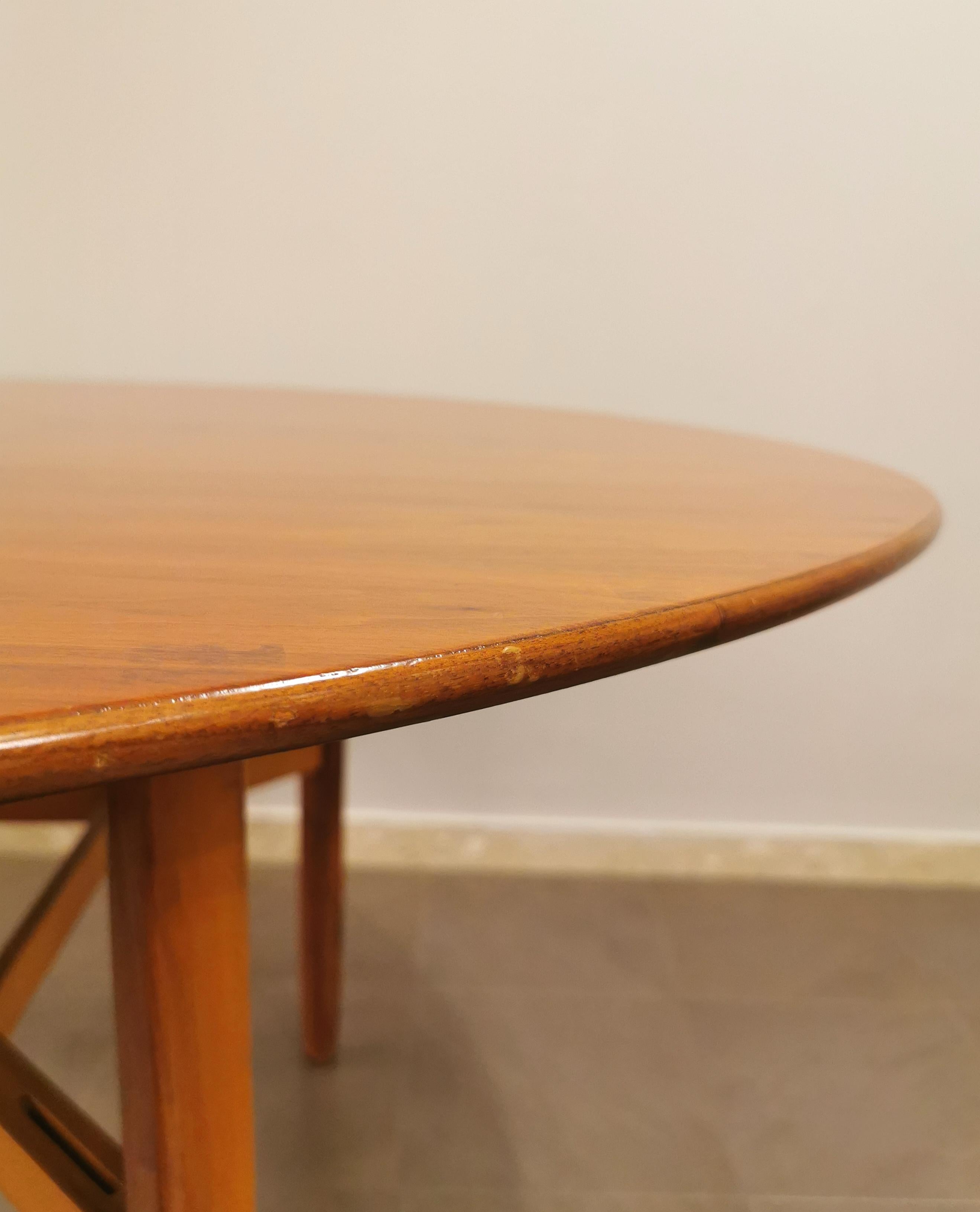 Dining Room Table Wood Round Mid Century Italian Design 1960s 4