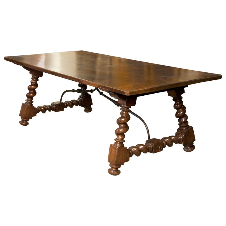 Solomonic Table Dining Room Walnut Table with Solomonic Legs, 20th Century For Sale at ...