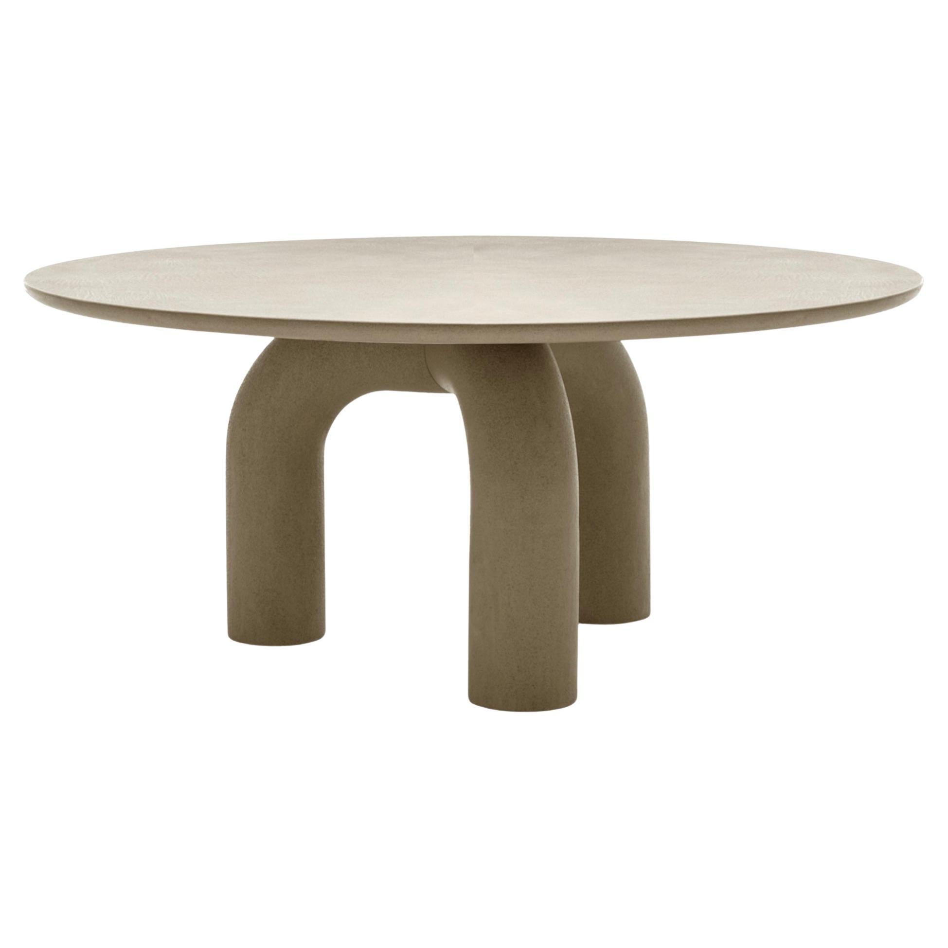 Mesa redonda de comedor Mogg ELEPHANTE - Ø 140 cm 55,12 pulgadas - Marfil Espatulado a mano