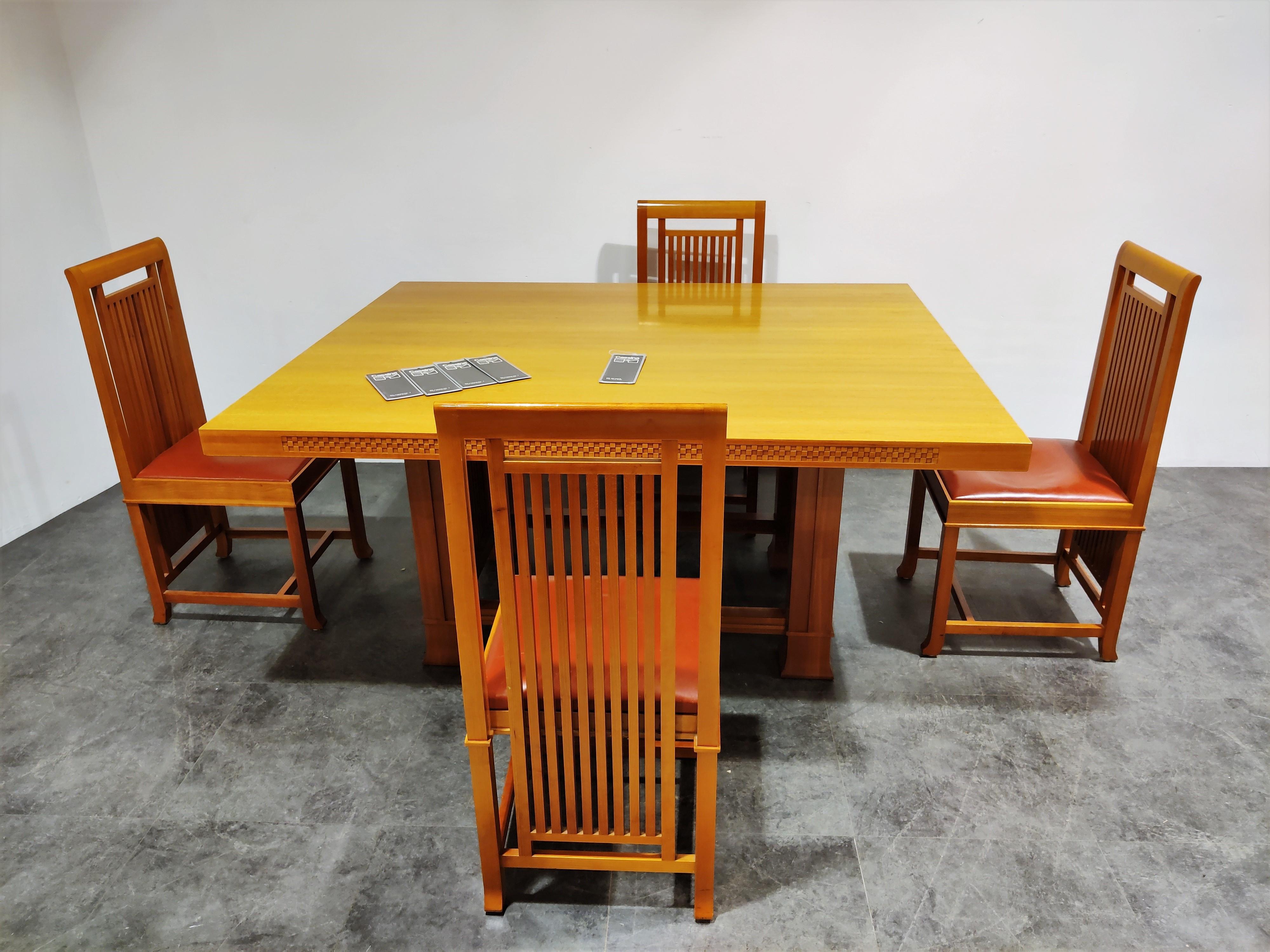 Arts and Crafts Dining Set by Frank Lloyd Wright, Cassina, 1992