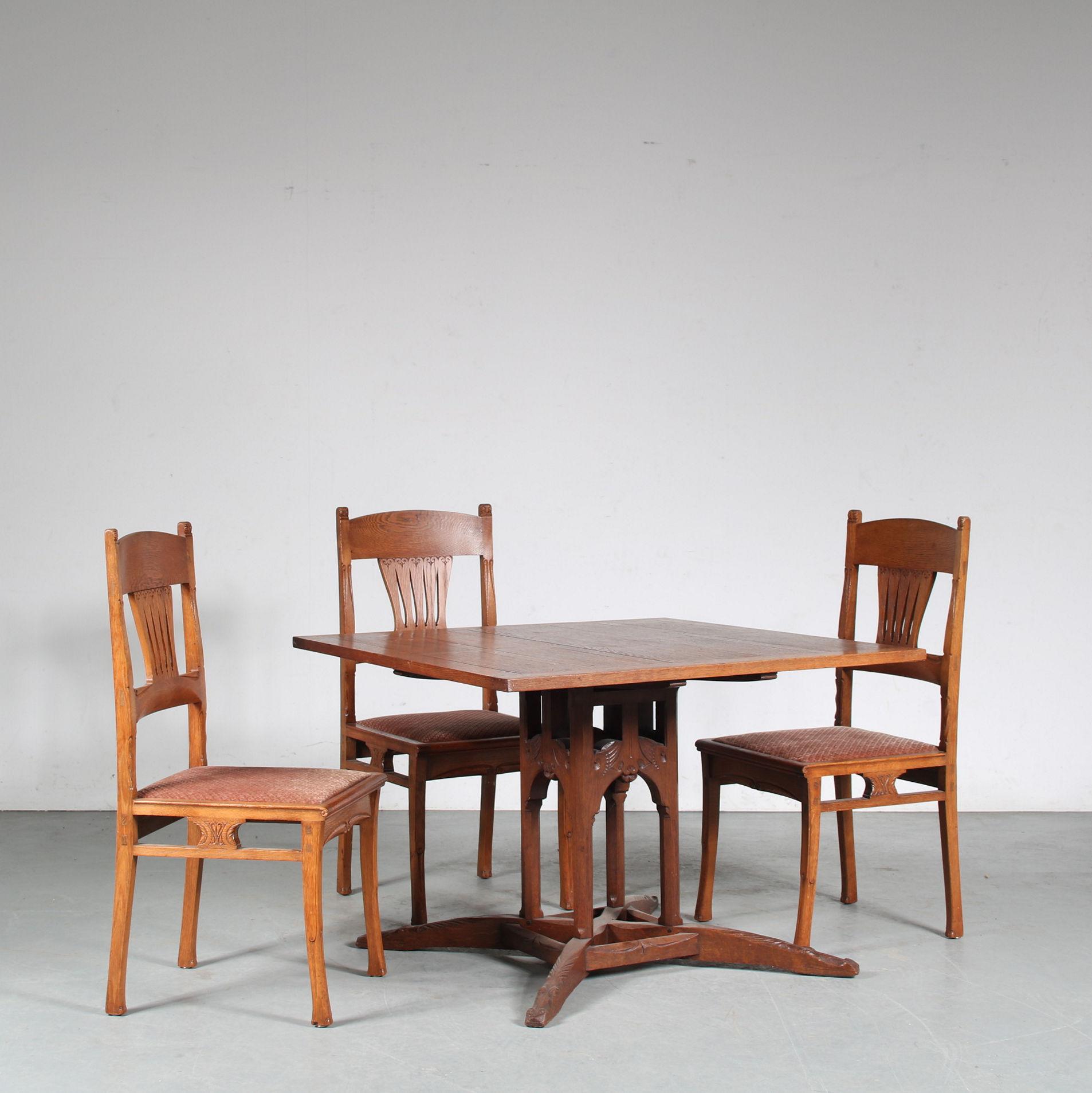 Dining Set by Gerrit Willem Dijsselhof for E.J. Van Wisselingh, the Netherlands In Good Condition For Sale In Amsterdam, NL