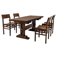 Dining Set by Giuseppe Rivadossi in Slavonian Oak, Italy 1970s