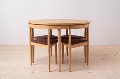 Dining Set by Hans Olsen, 4 Chairs, Round Extendable Table, Danish Modern, 1950s