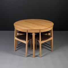 Dining Set by Hans Olsen, 4 Chairs, Round Extendable Table, Danish Modern, 1950s