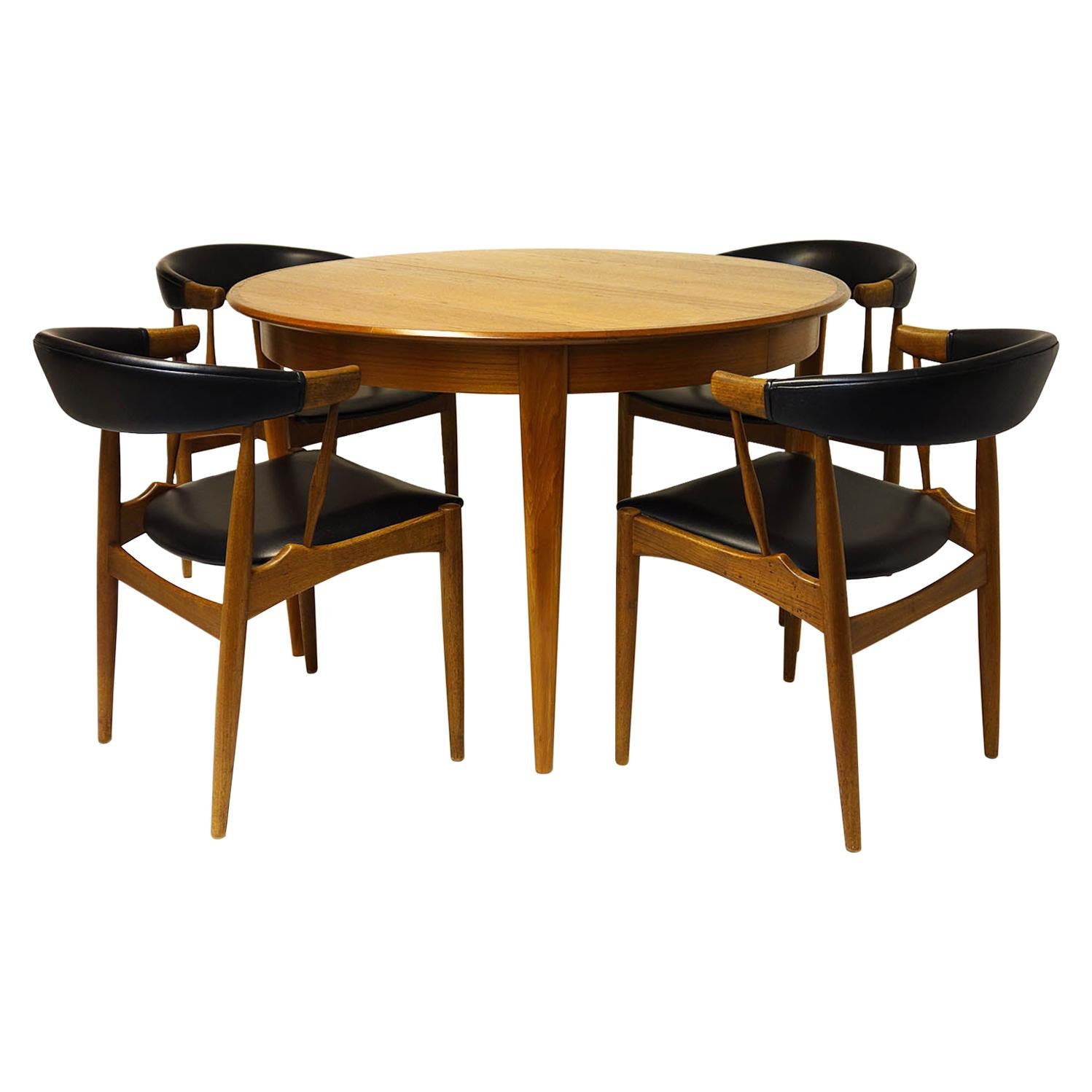 Ensemble de tables à manger de Johannes Andersen en teck, design danois des années 1960, chaises à manger