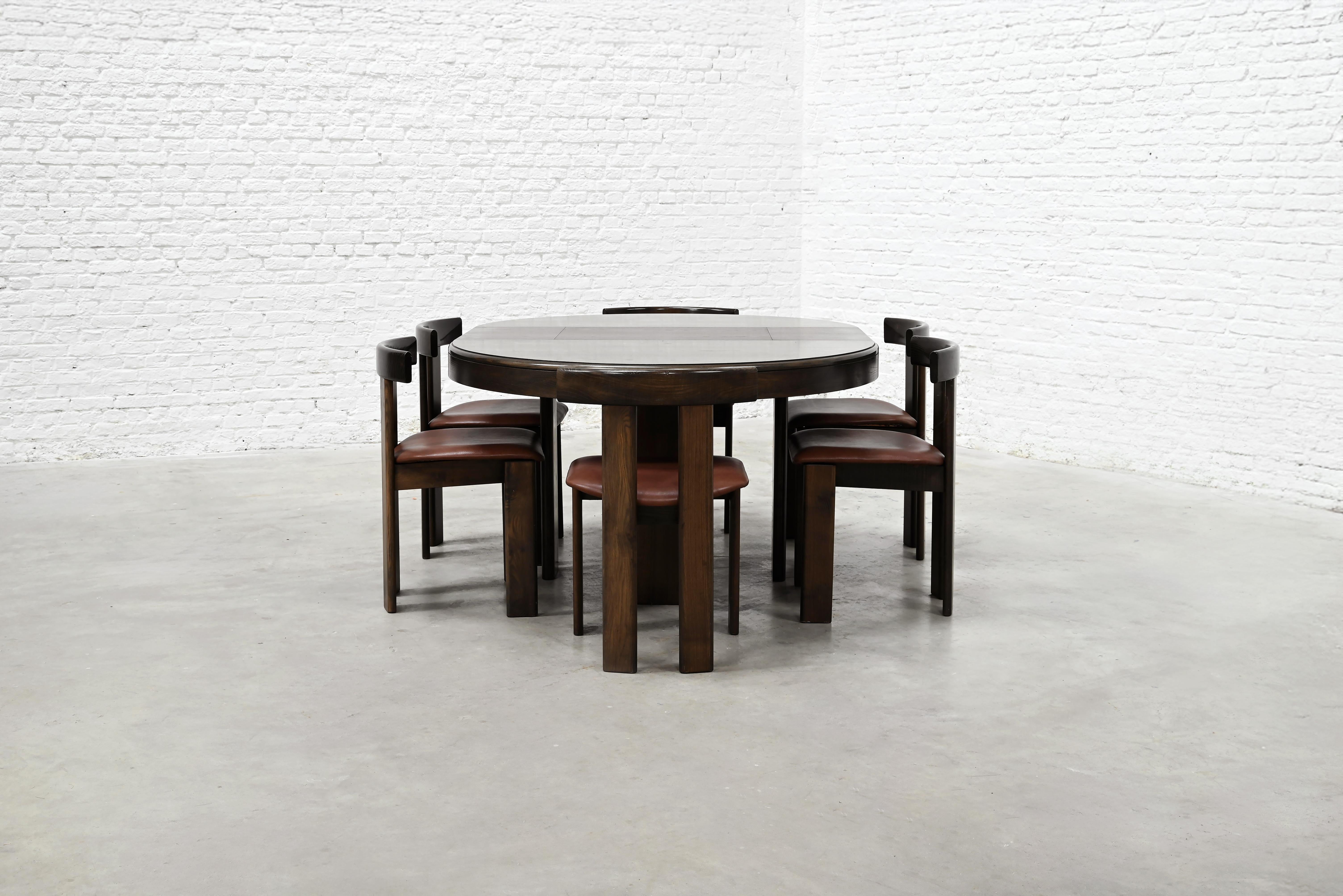 Dining Set by Luigi Vaghi for Former with Six Leather Chairs, Italy 1960's For Sale 5