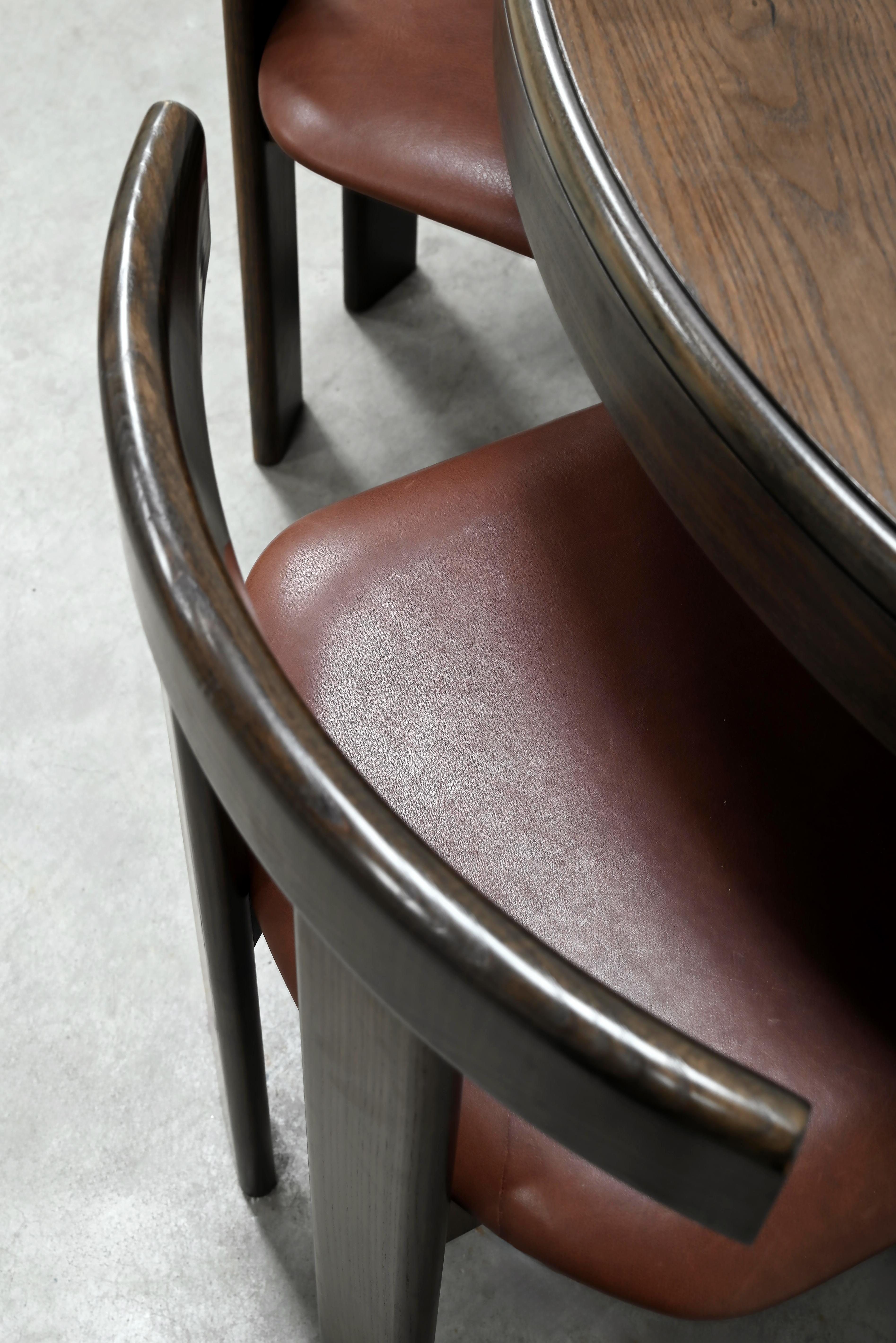 Mid-20th Century Dining Set by Luigi Vaghi for Former with Six Leather Chairs, Italy 1960's For Sale