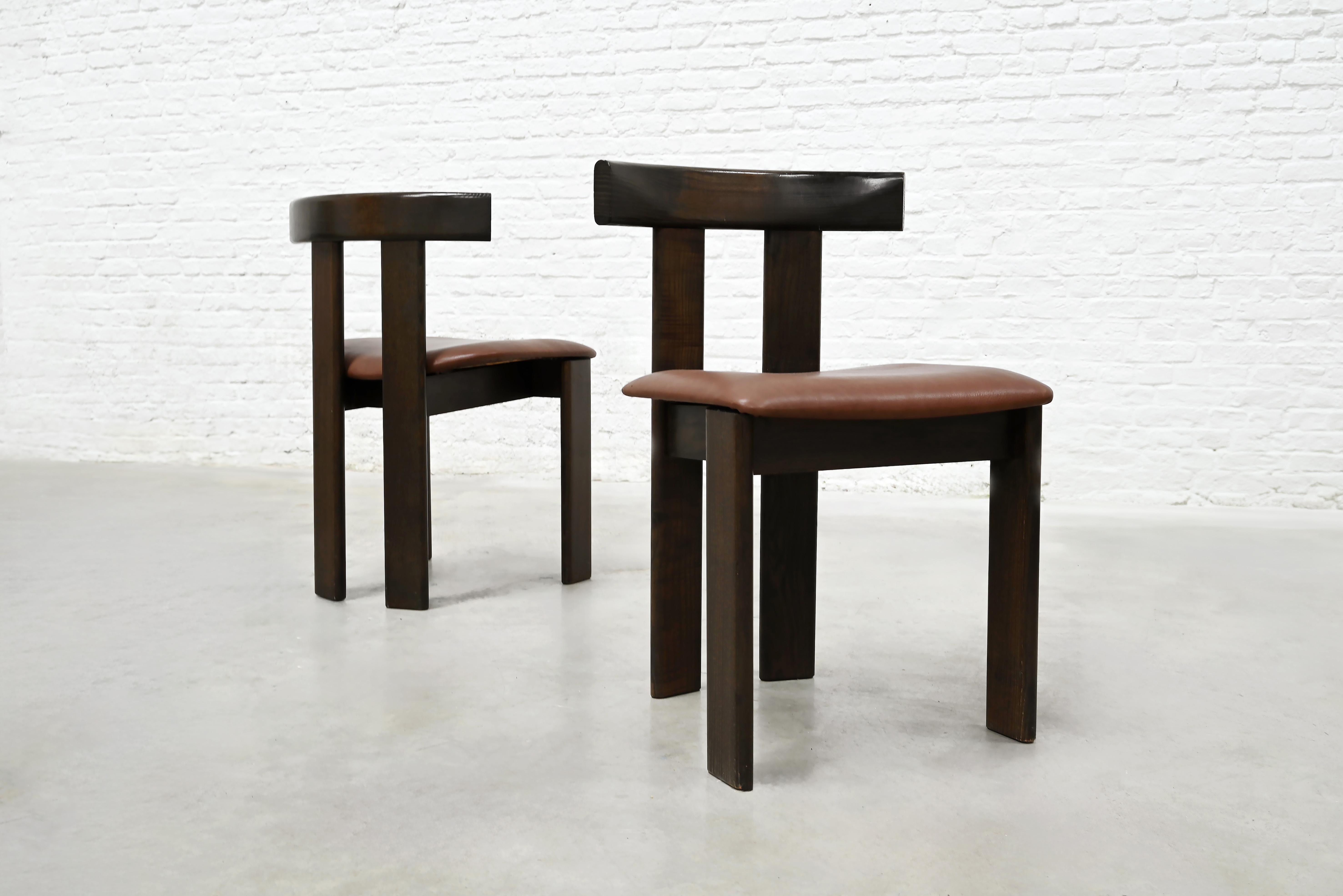 Dining Set by Luigi Vaghi for Former with Six Leather Chairs, Italy 1960's For Sale 2