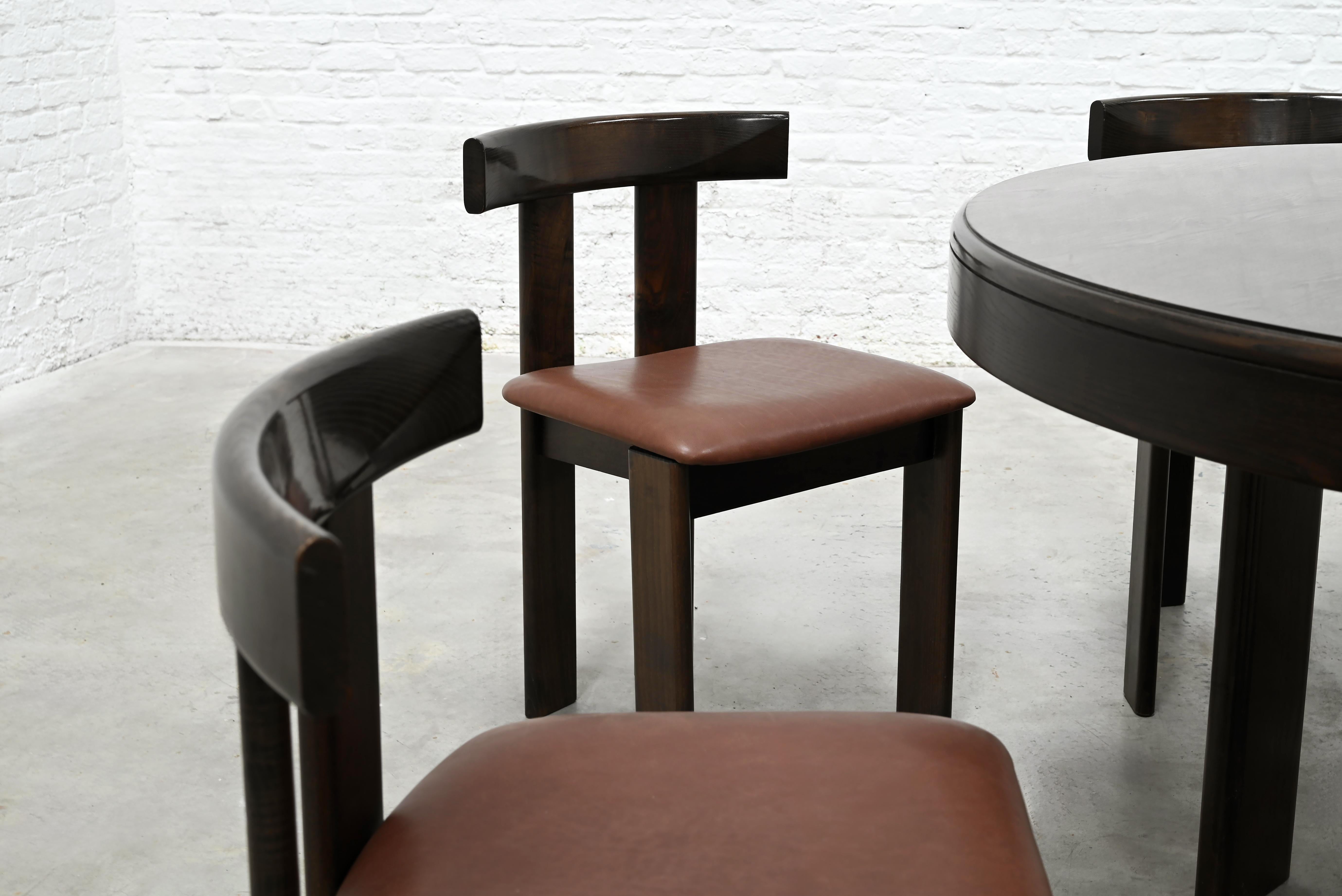 Dining Set by Luigi Vaghi for Former with Six Leather Chairs, Italy 1960's For Sale 3