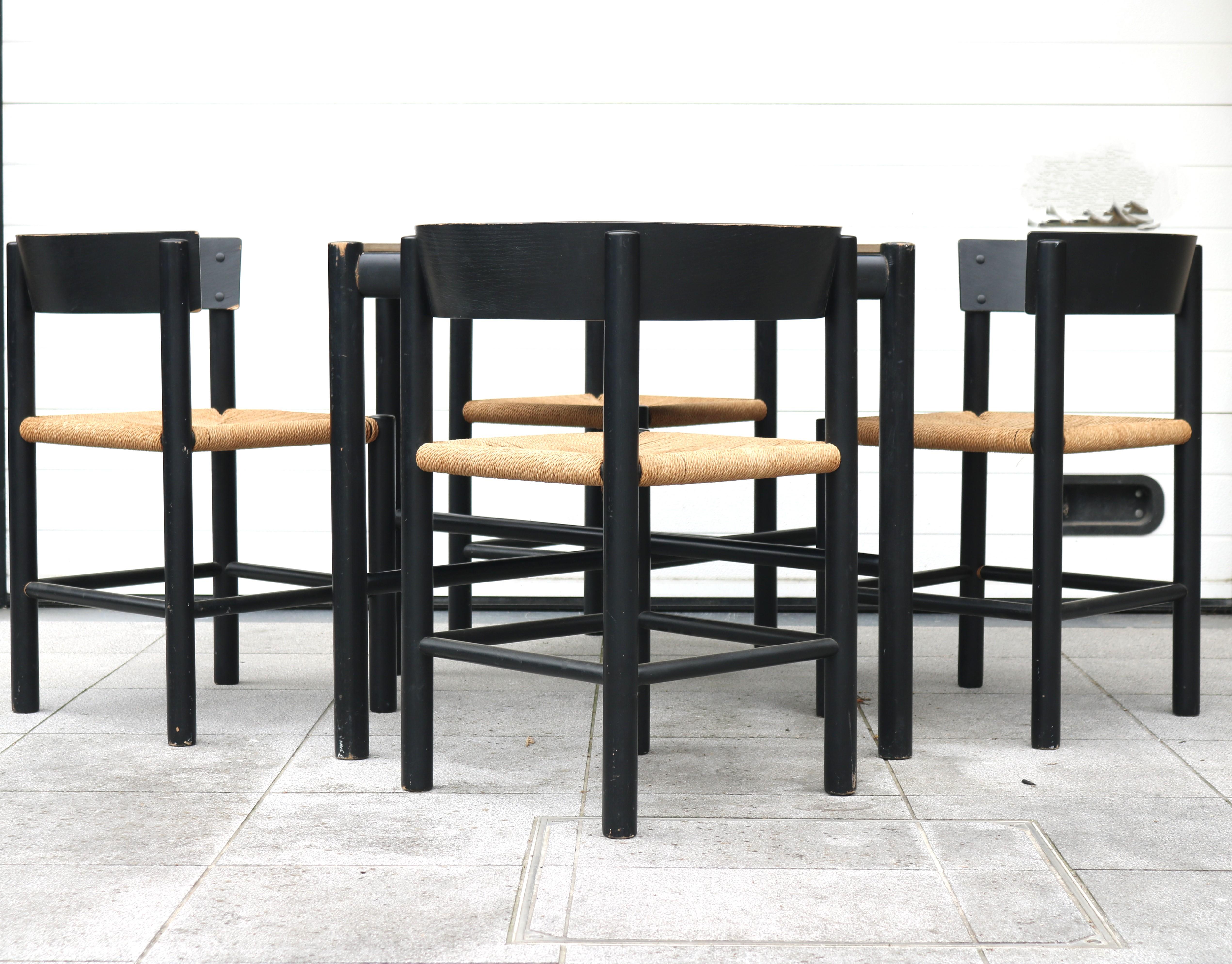 Papercord Dining set by Mogens Lassen For Fritz Hansen, Table model 4626-Chair model 4216