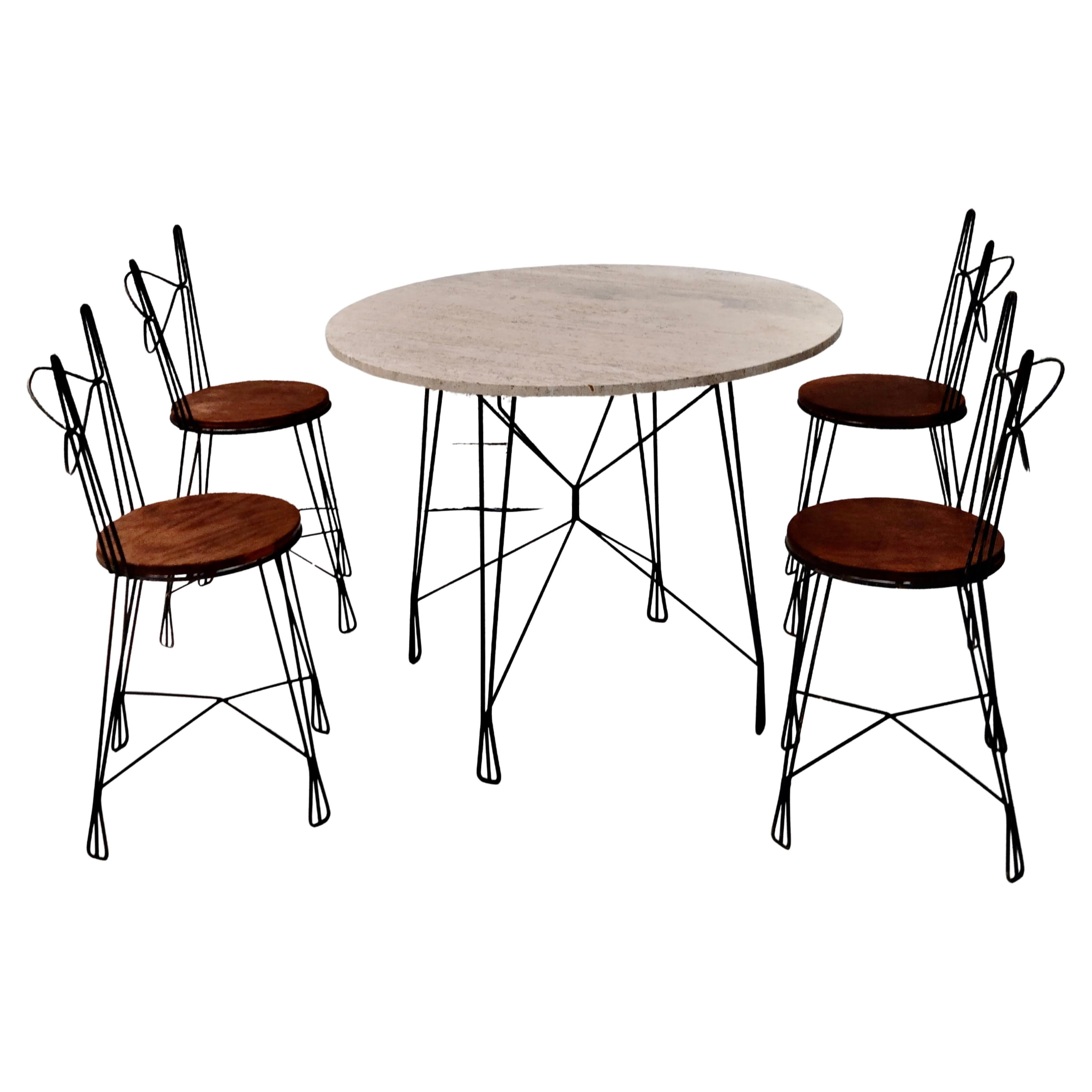 Dining Set by Tony Paul Iron Wire Travertine Raymor For Sale 1