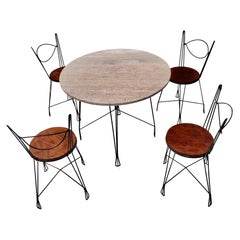 Dining Set by Tony Paul Iron Wire Travertine Raymor