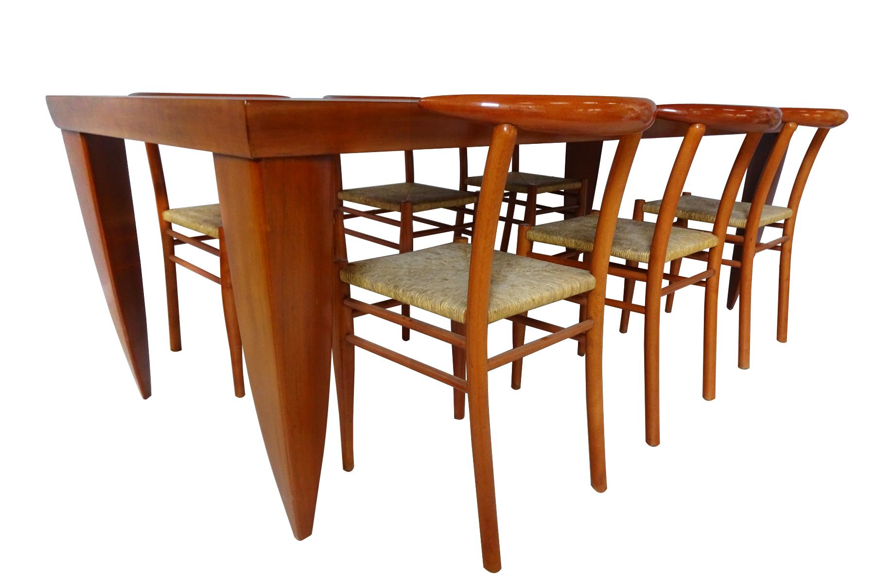 Post-Modern Dining Set  - Cherrywood Incorporating 6 Philippe Starck Tessa Nature Chairs