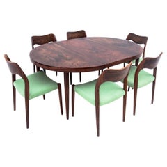 Dining Set, Designed by Niels O. Møller, Model 71 Chairs, Danish Design, 1960s