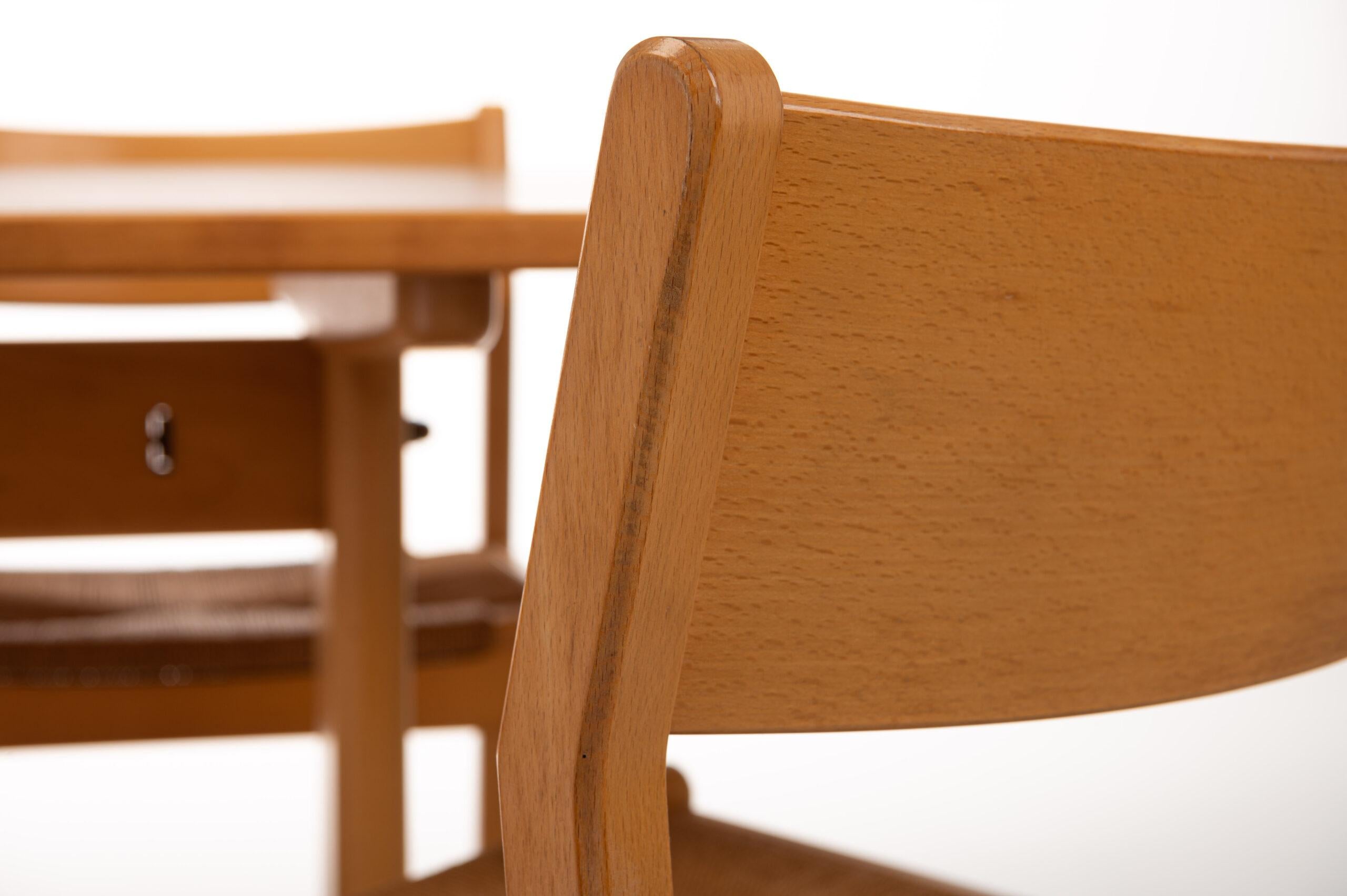 Danish Dining Set in Beech and Papercord by Børge Mogensen for C.M. Madsen, Denmark For Sale