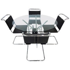 Retro Dining set - Knoll International Mies Van Der Rohe Mr10 Chairs and Mz59 Table
